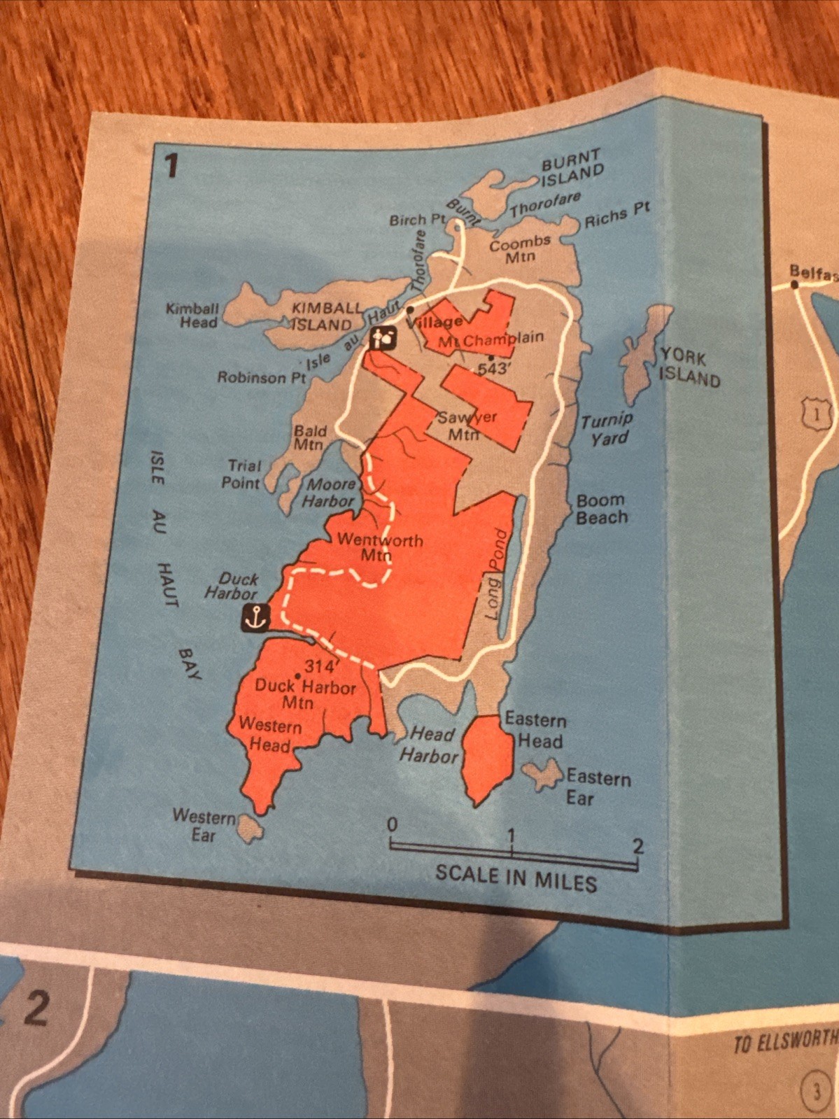 Vintage 1976 ME Acadia National Park fold out map pocket size