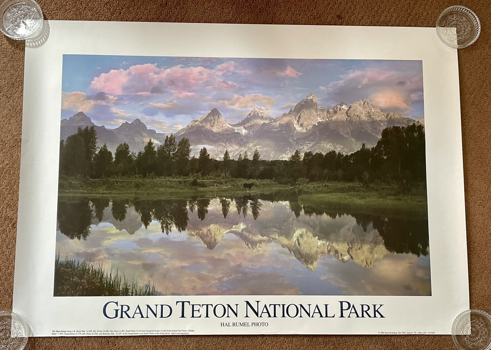 Grand Teton National Park By Hal Rumel 1988 Art Print 35×25 VG Never Framed