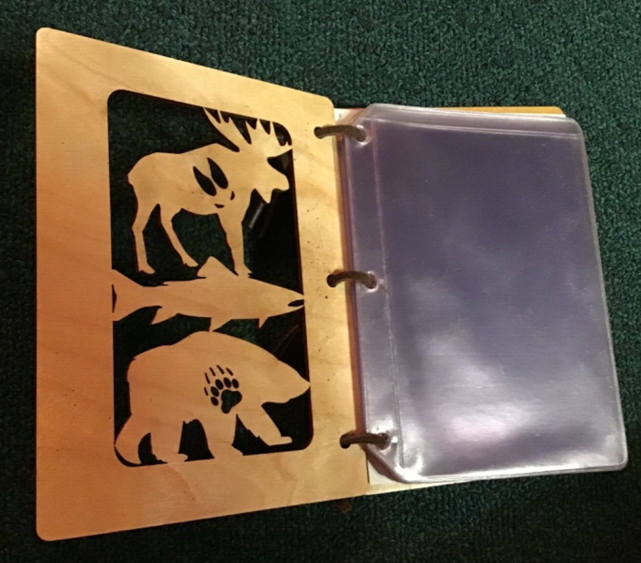 2008 Souvenir Laser Cut Wood 36 Photo Album Blank Yellowstone Park Grand Teton