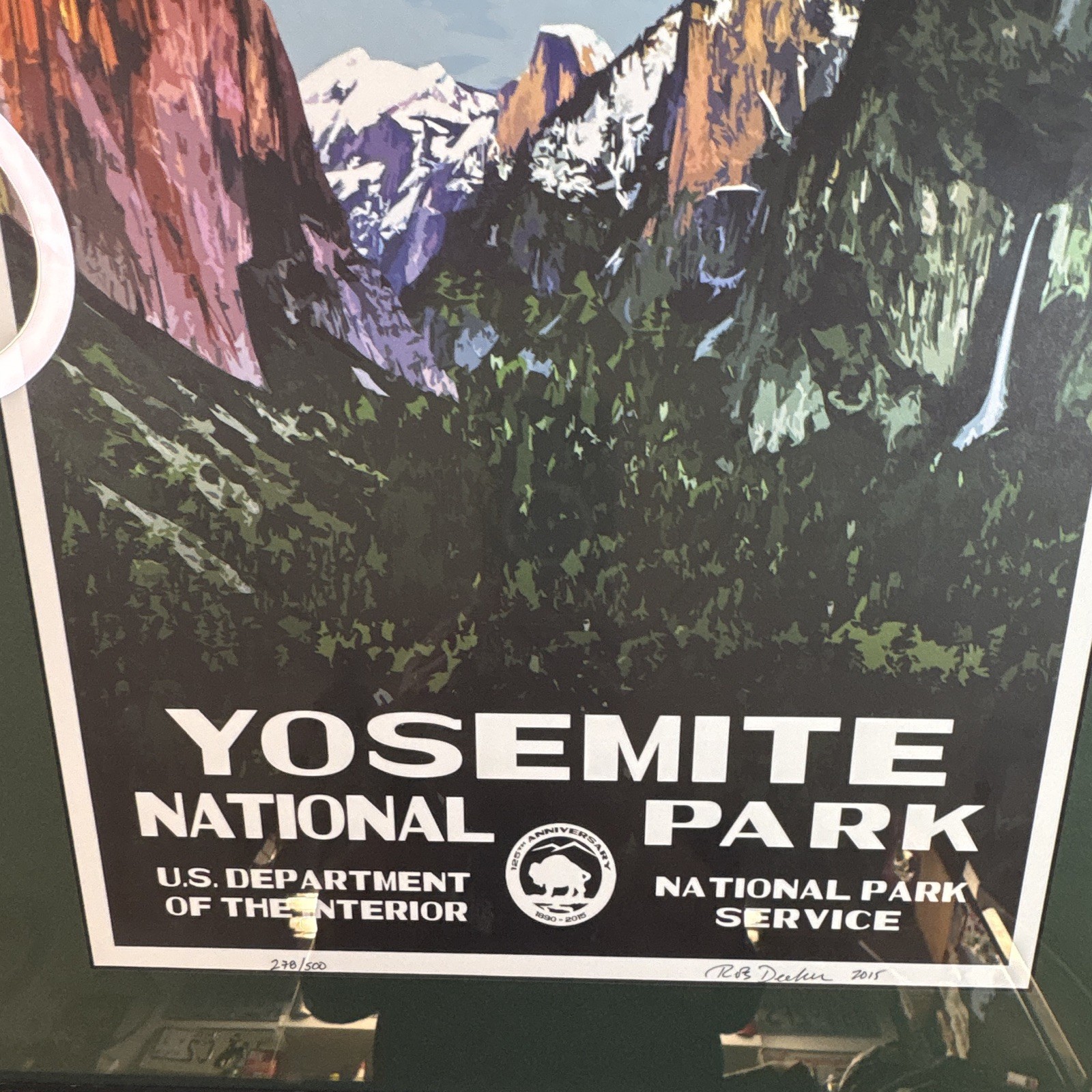 Framed Rob Decker Yosemite National Park WPA Poster Signed Numbered 278/500 2015