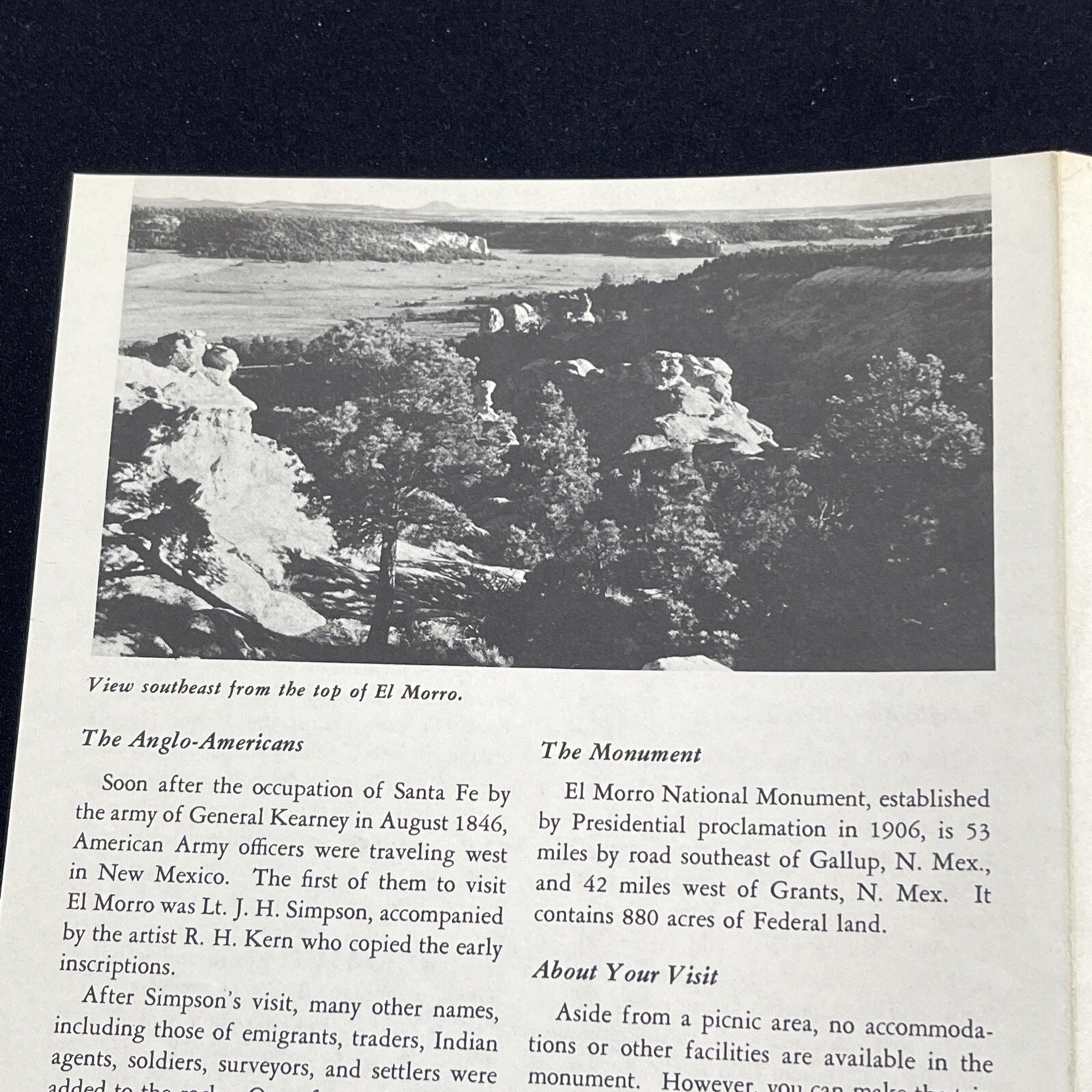 Vintage 1957 El Morro National Monument Brochure Pamphlet Map Info New Mexico