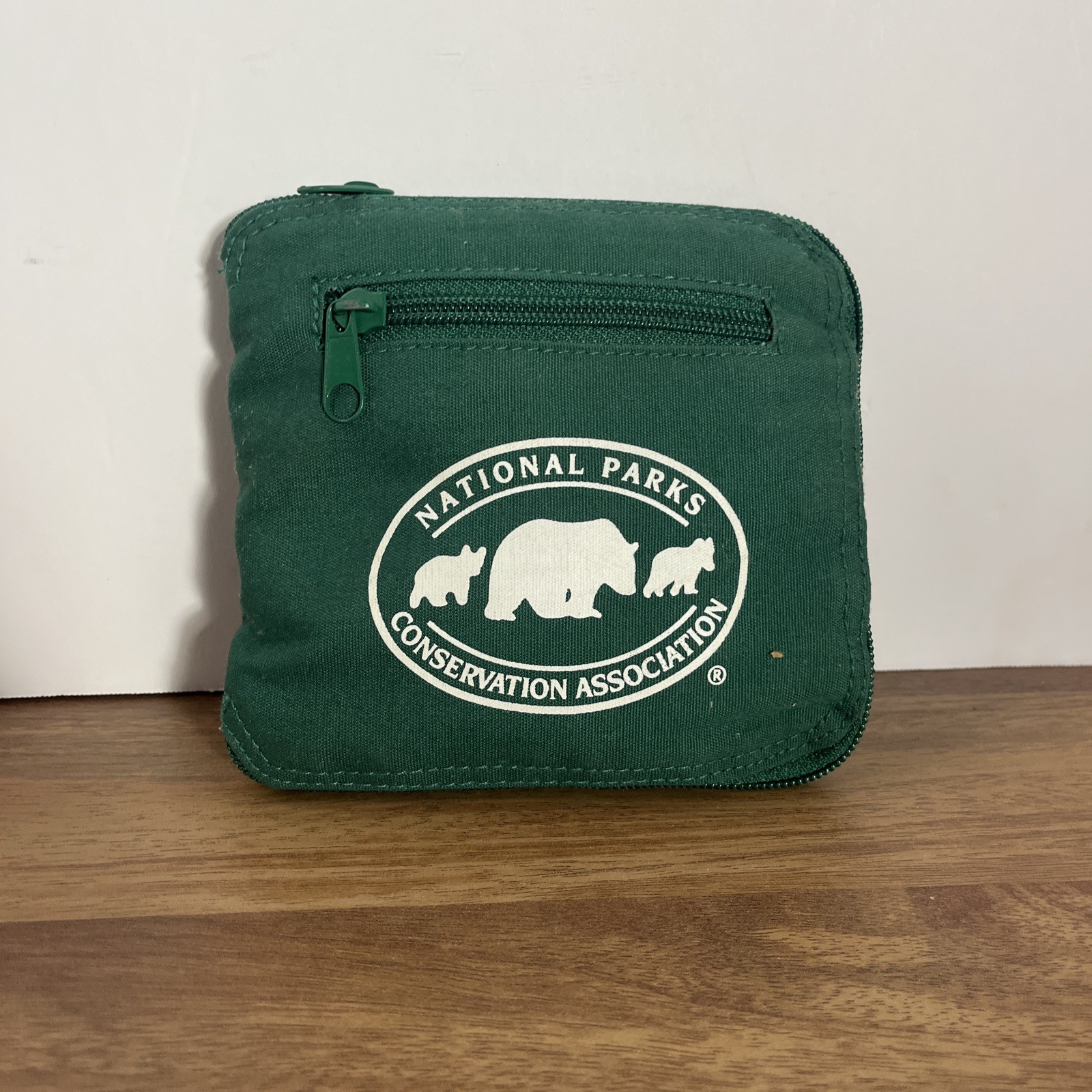 National Parks And Conservation Association Zip Up Tote bag Pouch Green Canvas