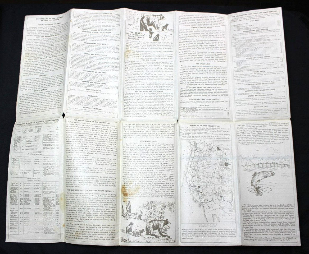 VINTAGE ORIGINAL MOTORISTS GUIDE TO YELLOWSTONE NATIONAL PARK SEASON 1931