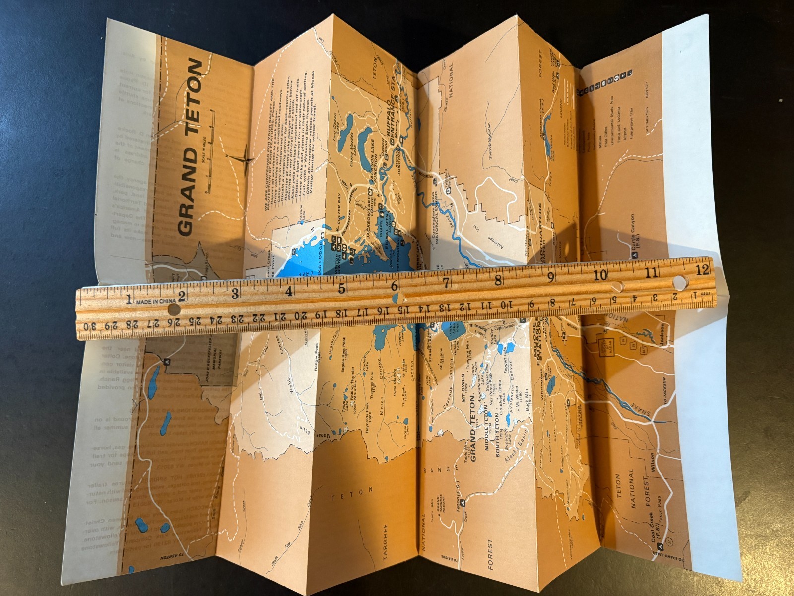 Grand Teton National Park Wyoming – Fold Out Brochure Map Ephemera 1970’s