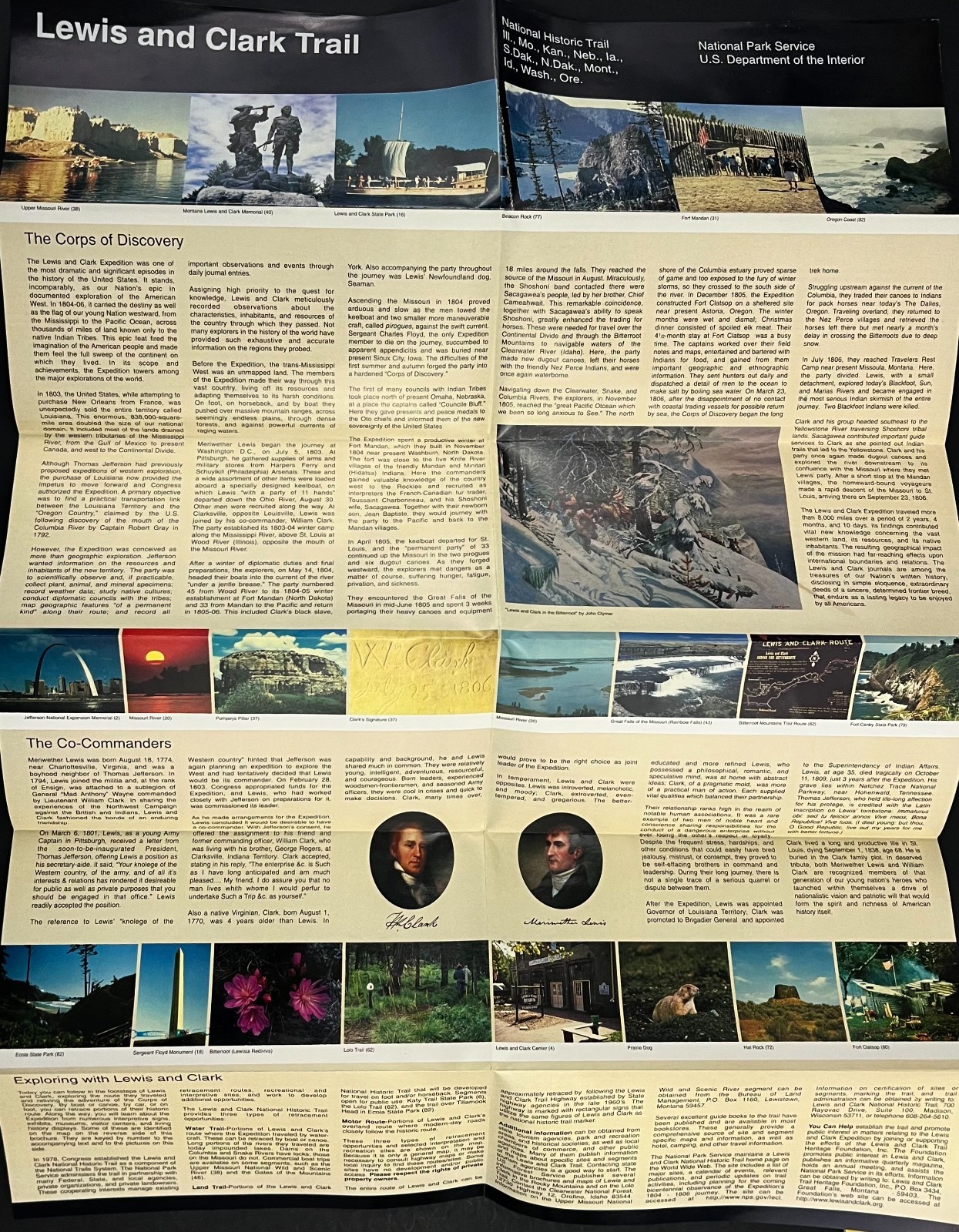1997 Lewis & Clark Trail MO OR SD National Park Service VTG Map Travel Brochure