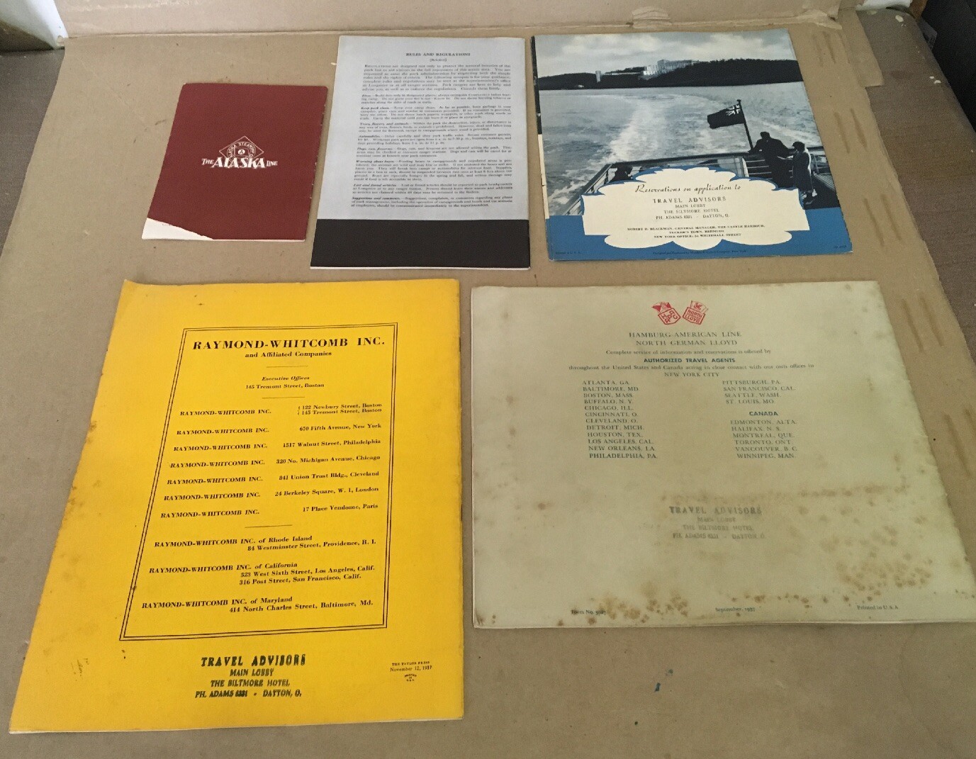 Travel Guide Lot -5- 1940 Alaska 1939 Washington 1938 Mexico 1937-38 West Indies