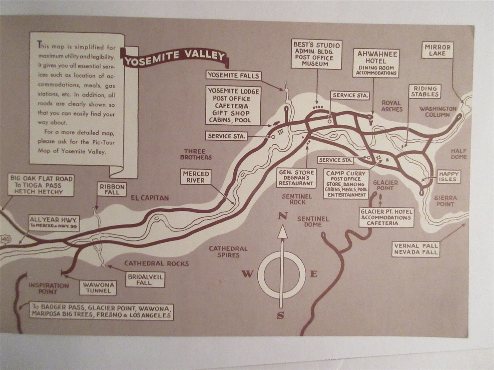 YOSEMITE SOUVENIR BOOK NATIONAL PARK NATURAL COLOR 1952 California Map Pictures