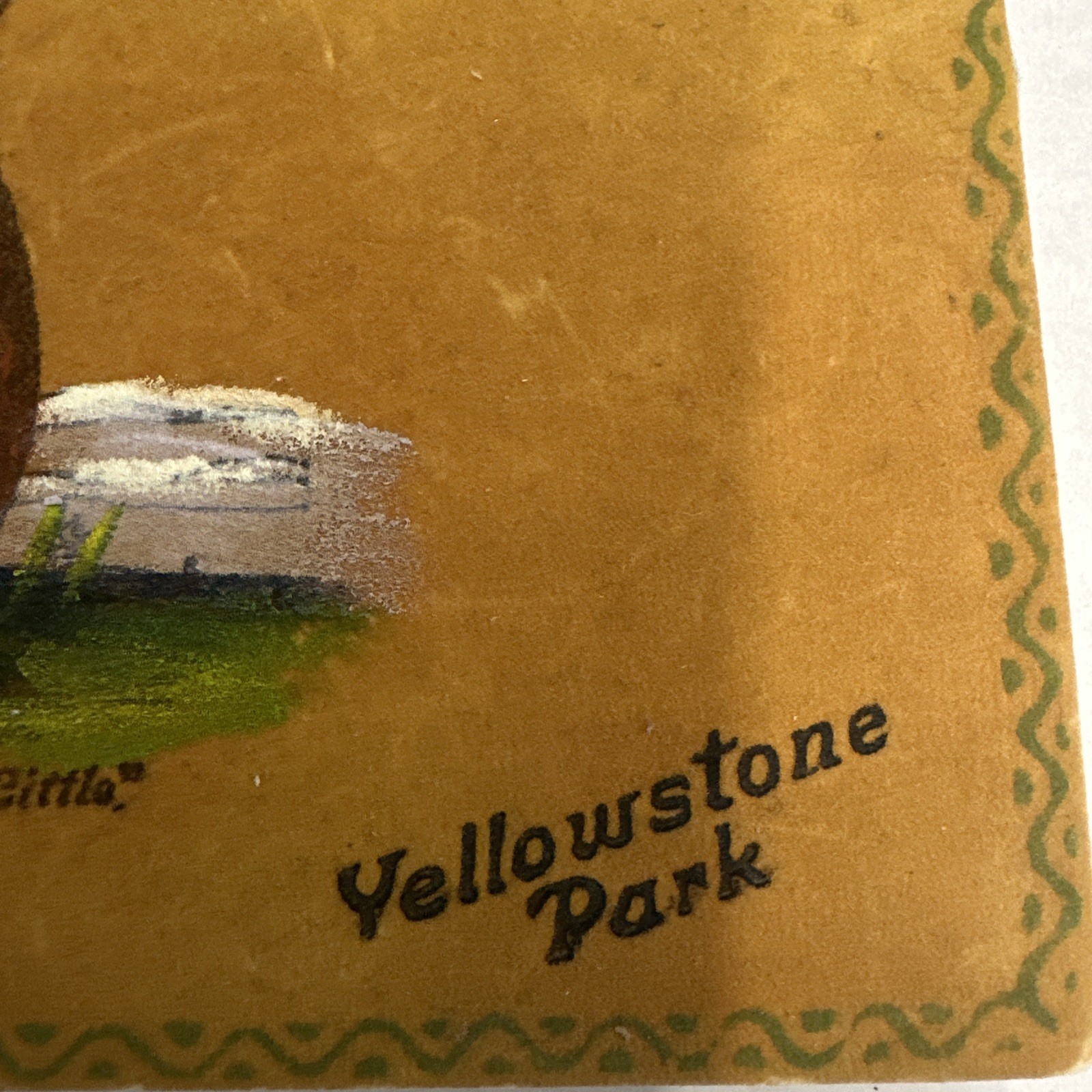 Suade Yellowstone National Park Souvenir Photo Album Hand Painted Bear 20 pages