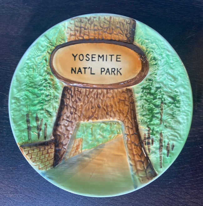 Vintage Yosemite National Park Souvenir Plate Hand Painted 8″