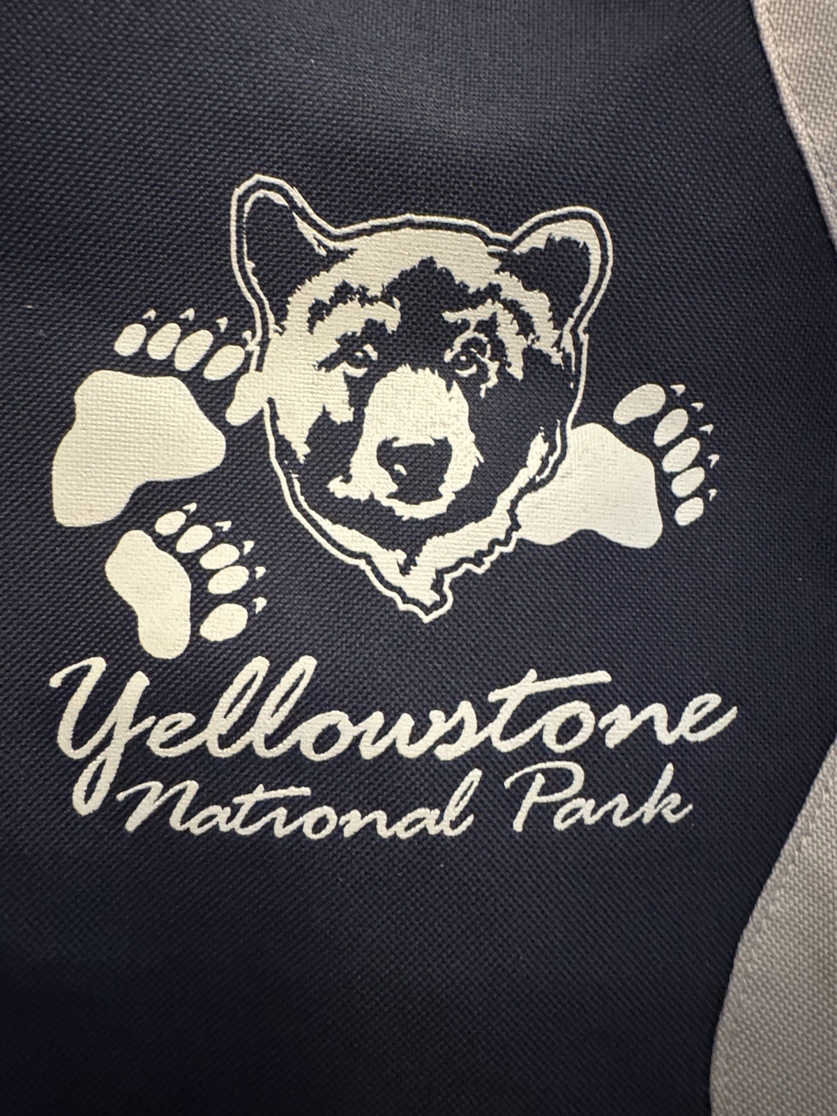 Yellowstone National Park Canvas Tote Bag Navy Blue Bear Image 15 x 14