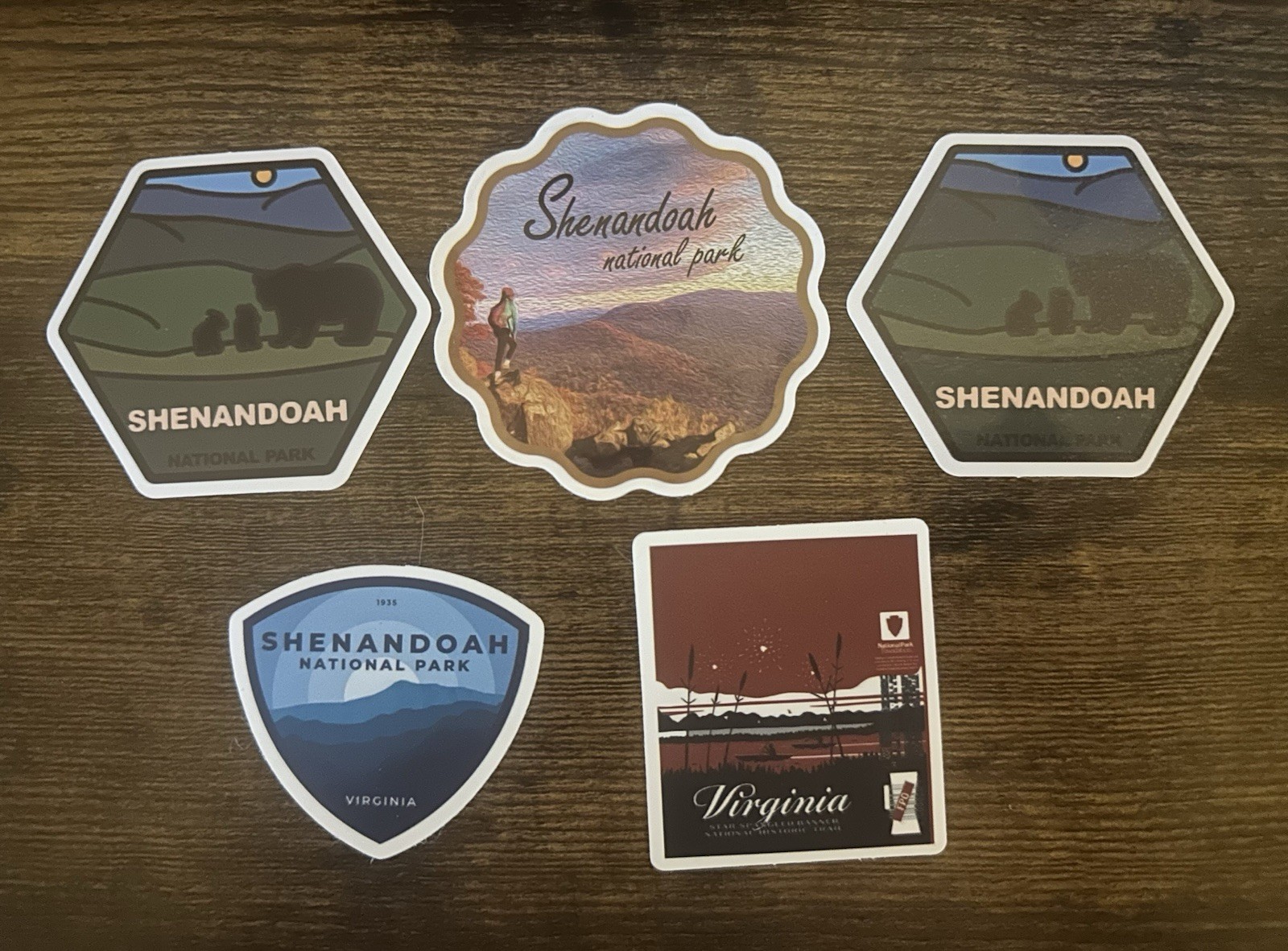 Virginia/Shenandoah National Park Stickers Set Of 5