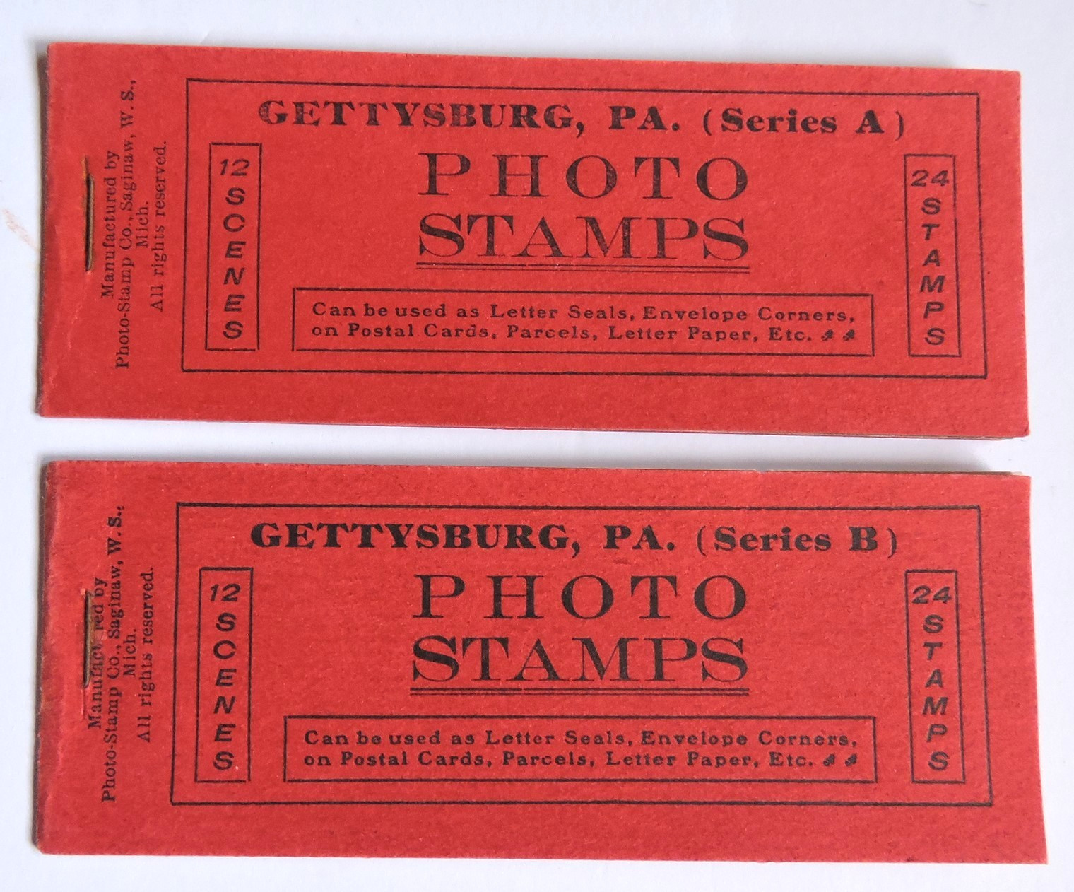 EX! Vtg Gettysburg PA Photo Stamps Series A & B – Early 1900’s EX! Complete