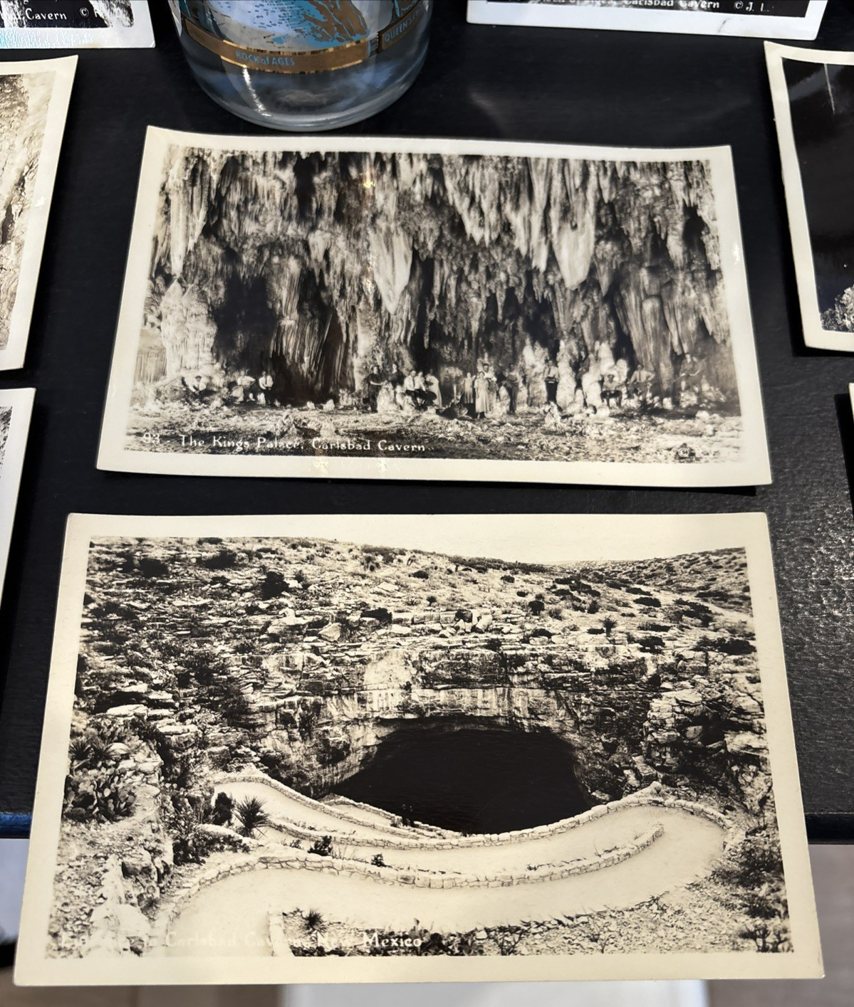 10 Carlsbad Caverns National Park Real Photo Postcards Vntg. Glass Drink Tumbler