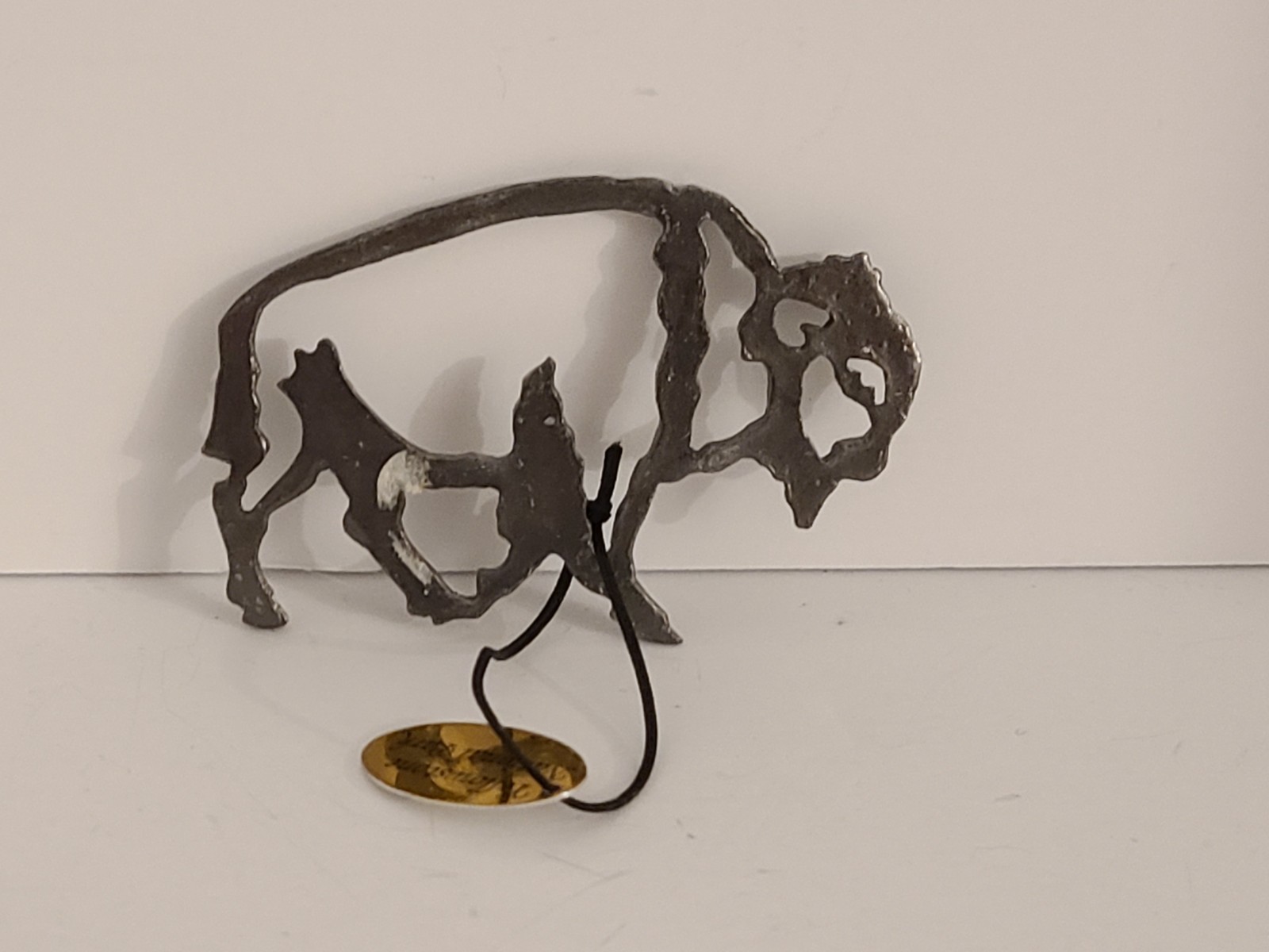 pewter silver-tone Buffalo XMAS ornament Yellowstone National Park souvenir