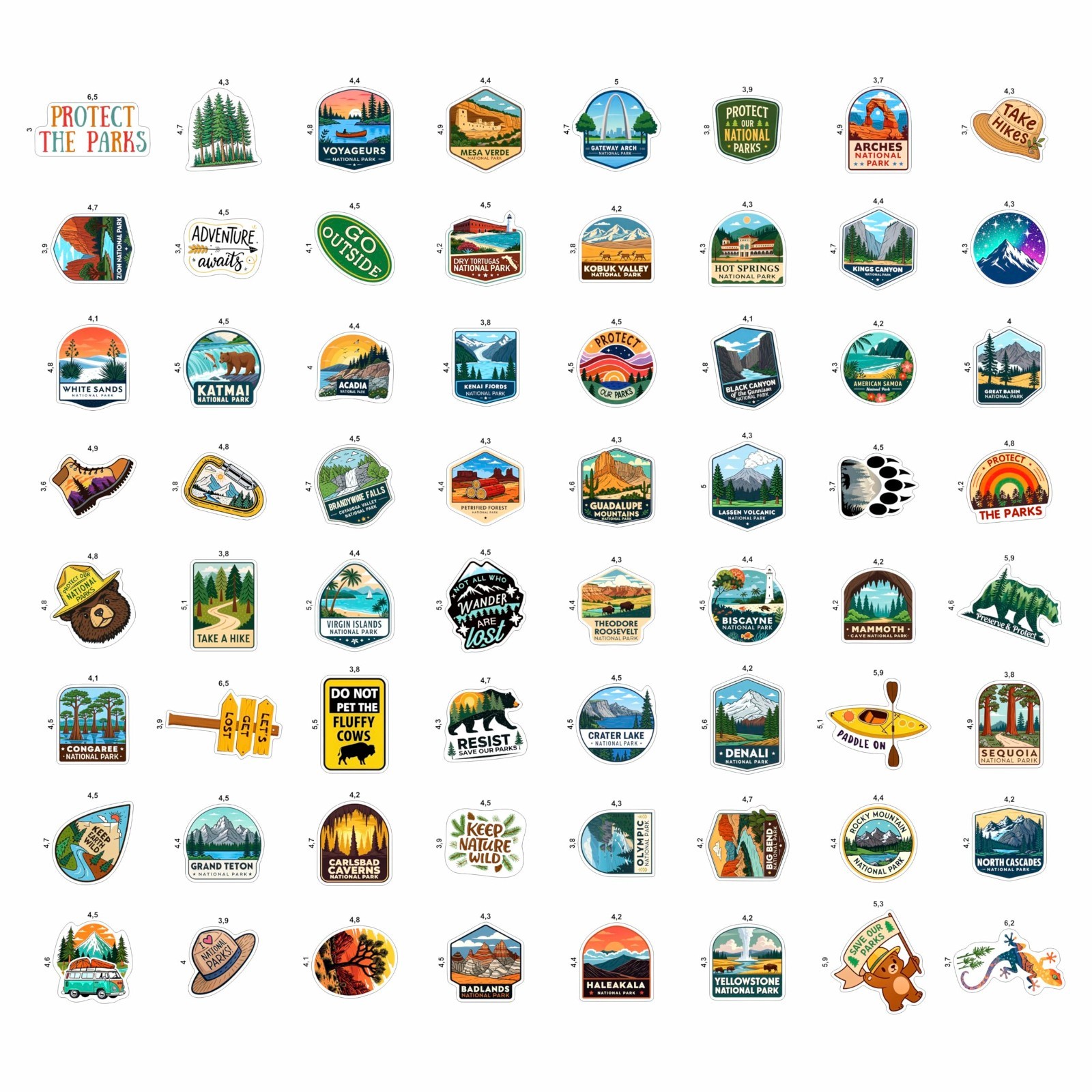 100Pcs National Park Stickers for Water Bottles – Outdoor Camping Hiking Decor