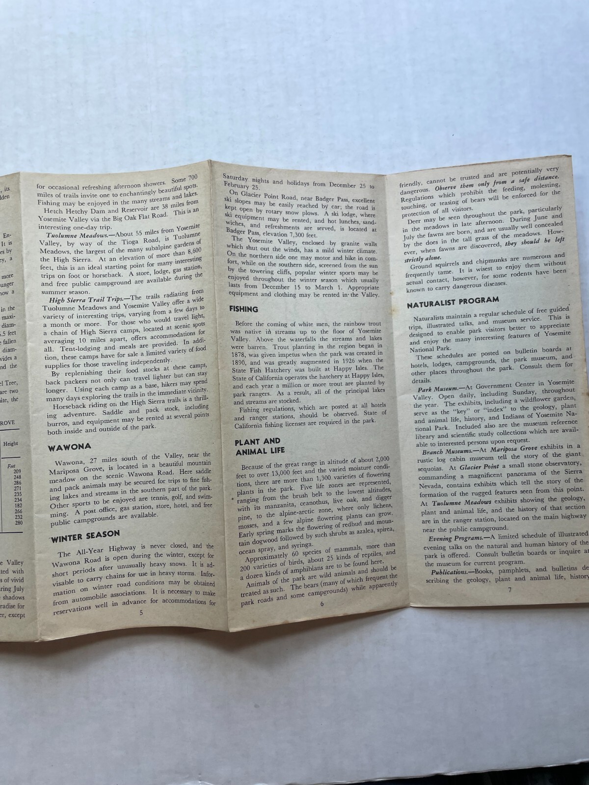 1946 Yosemite Park Entrance Guide w/ Map and Facilities