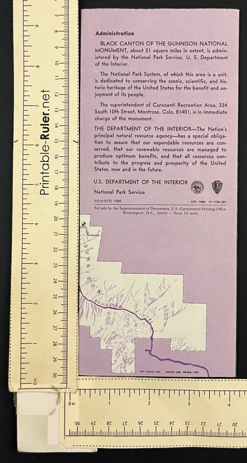 1966 Black Canyon Of The Gunnison National Monument Park CO Vintage Travel Guide