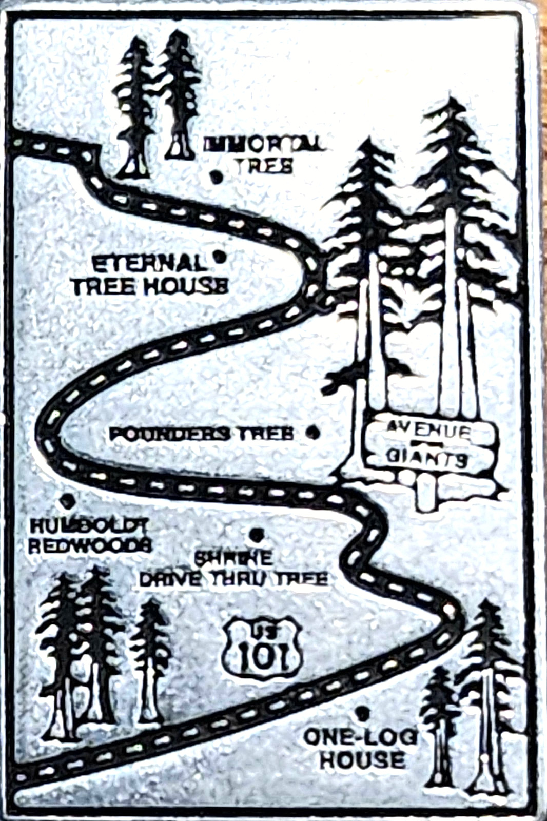 AVENUE OF THE GIANTS – US 101 REDWOODS – NATIONAL PARK TYPE TOKEN – CALIFORNIA