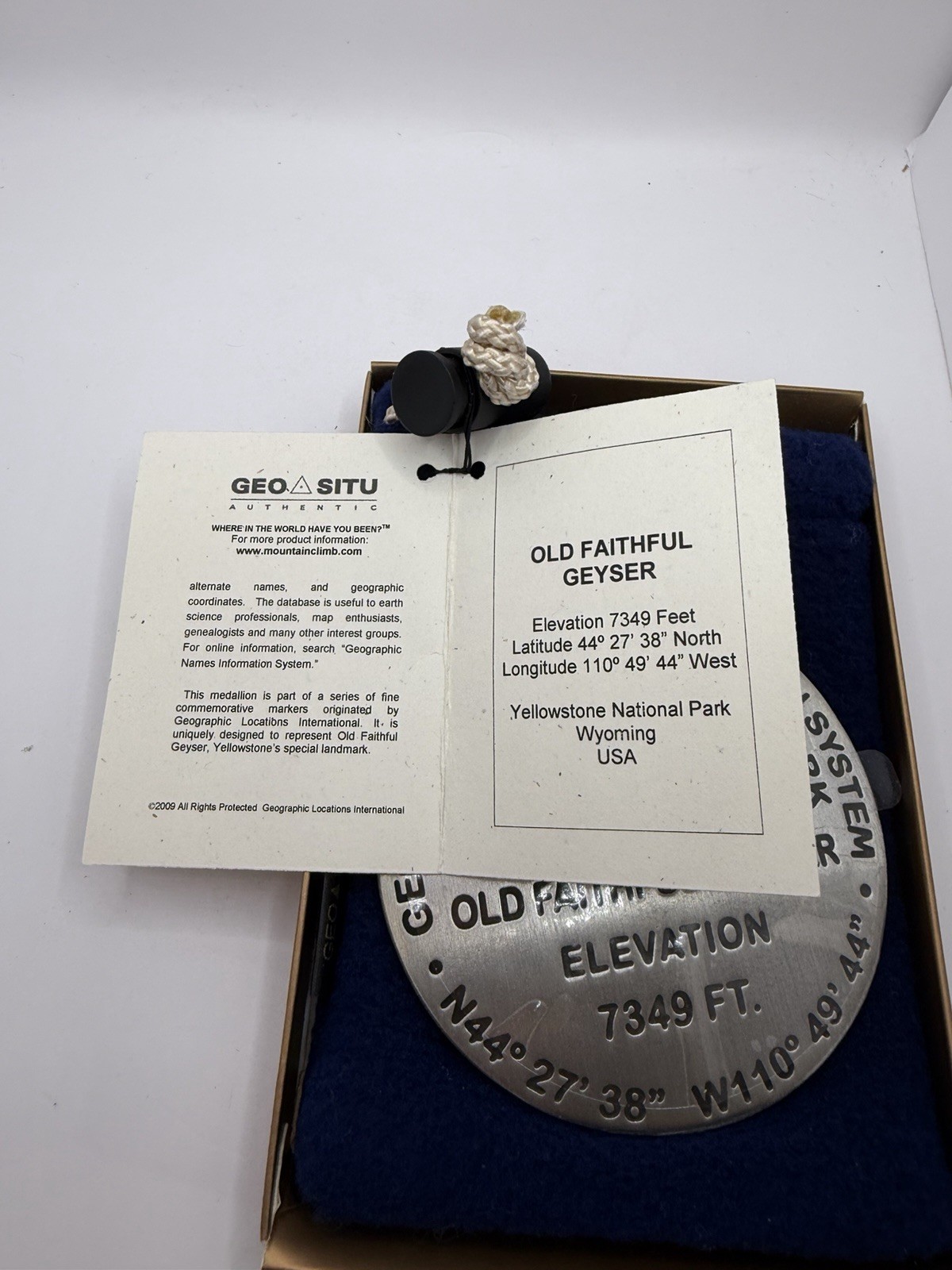 GEO-SITU OLD FAITHFUL YELLOWSTONE PARK PEWTER US GEOLOGICAL SURVEY PAPERWEIGHT