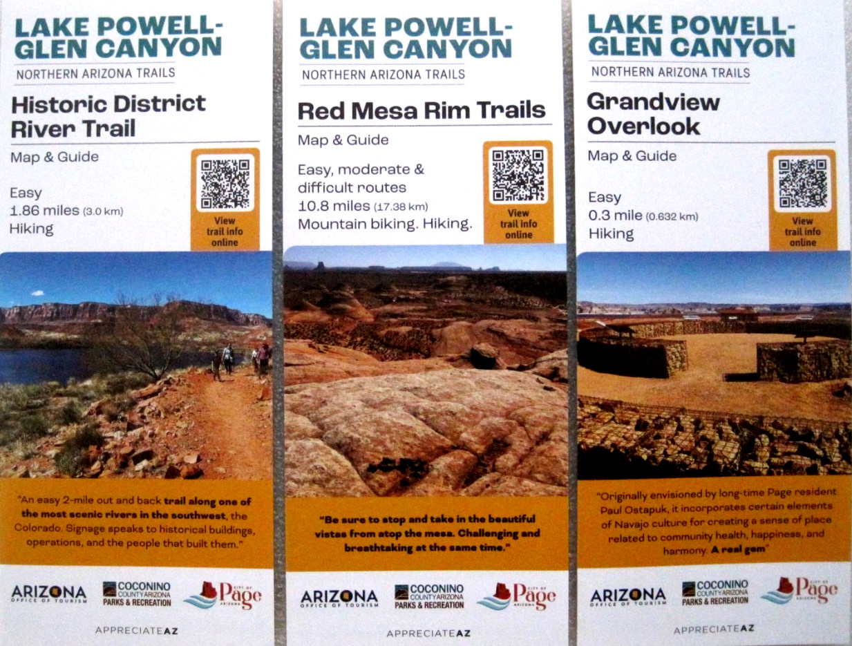 Glen Canyon National Recreation Area 3 Different Trail Maps Lot F