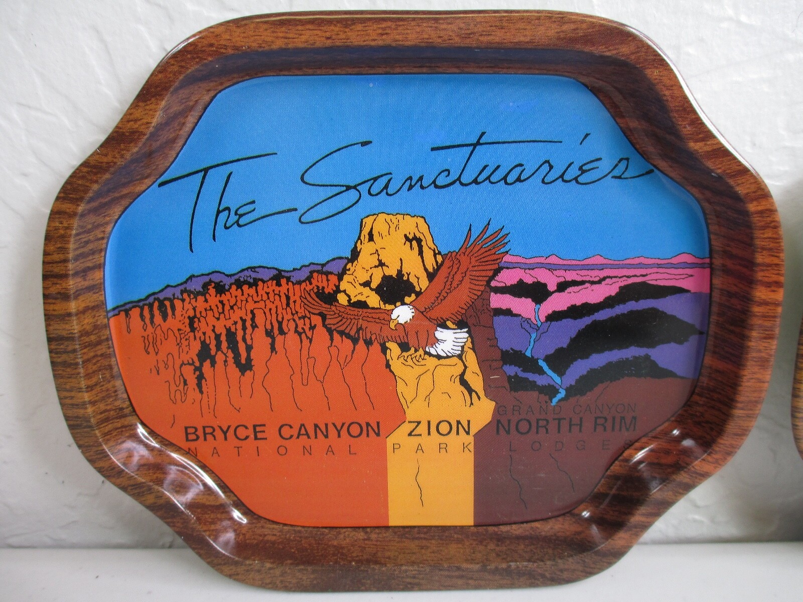 Vintage National Park Metal Tray lot of 2 The Sanctuaries Zion Bryce Canyon