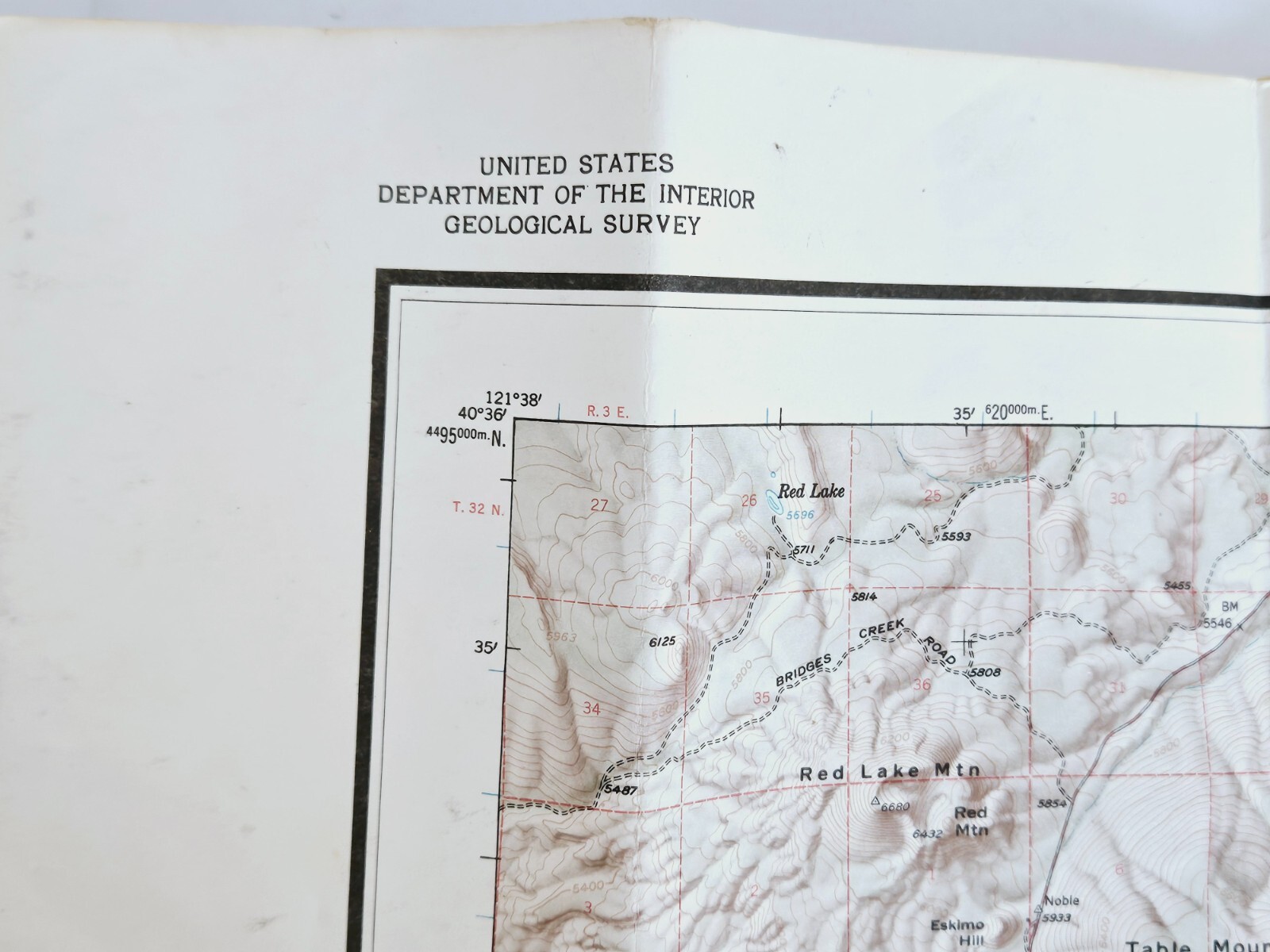 Vintage Map Lassen Volcanic National Park, California, US Survey, 30″ x 24″ 1968