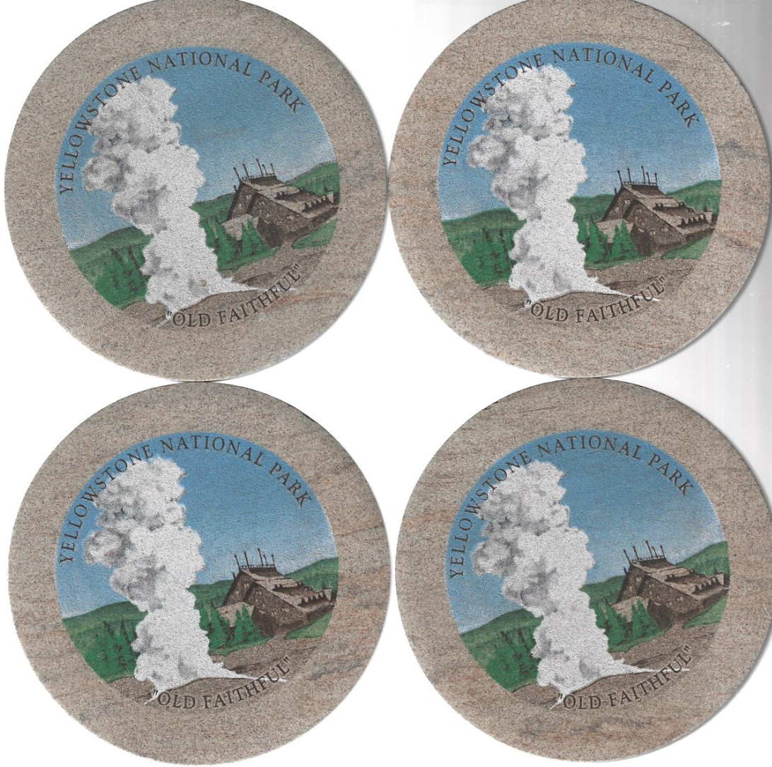 Yellowstone National Park Old Faithful / Set of 4 Stone Coasters