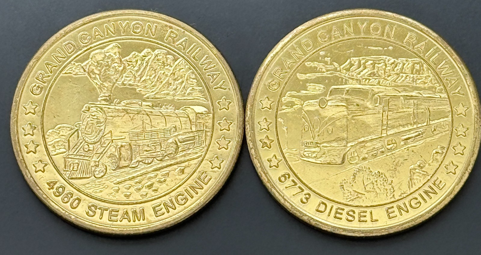 Grand Canyon National Park Railway 2 Medal Diesel & Steam Engine Train Railroad