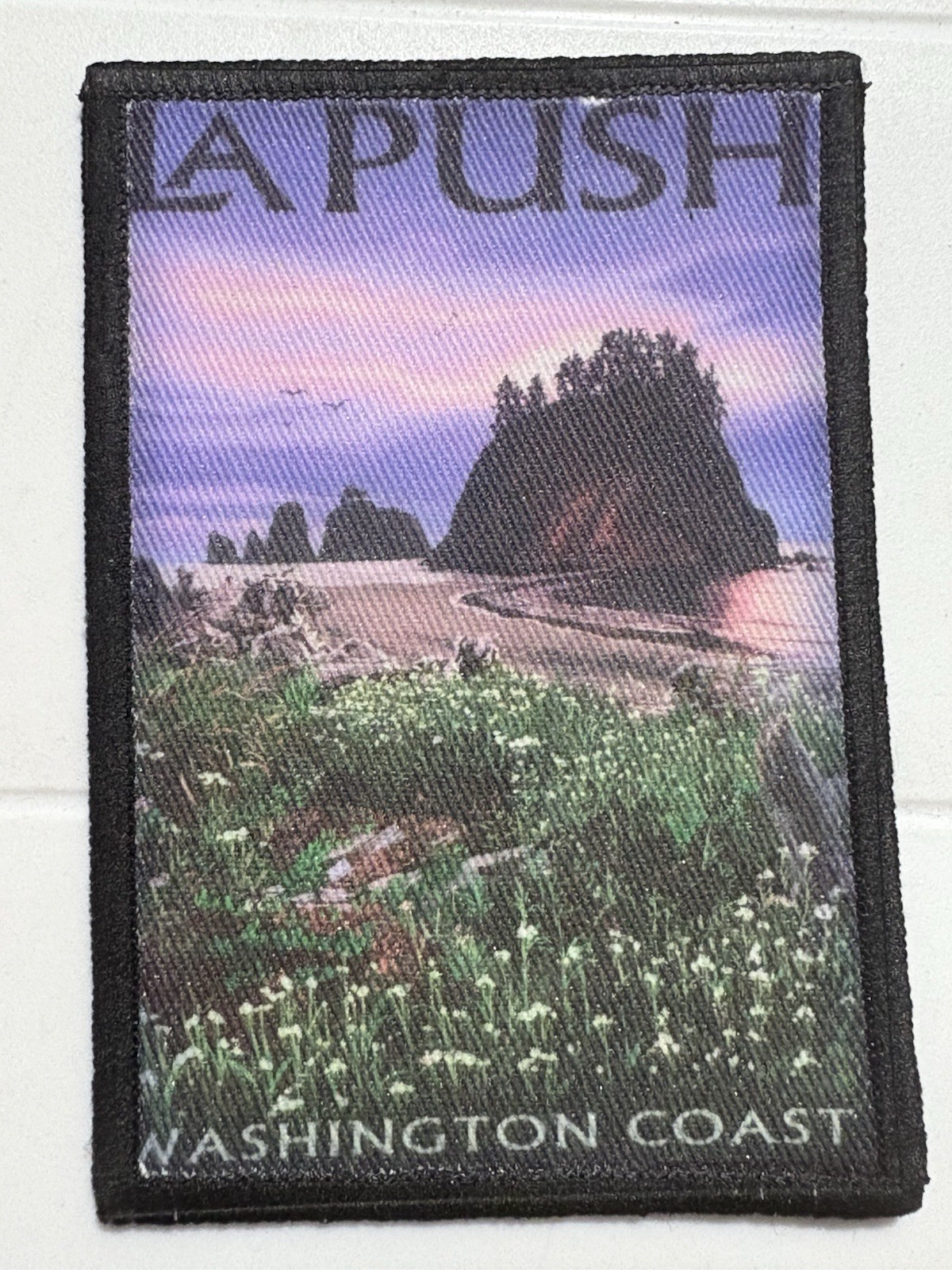 La Push Olympic Peninsula Washington Coast Souvenir Screenprint Patch Badge