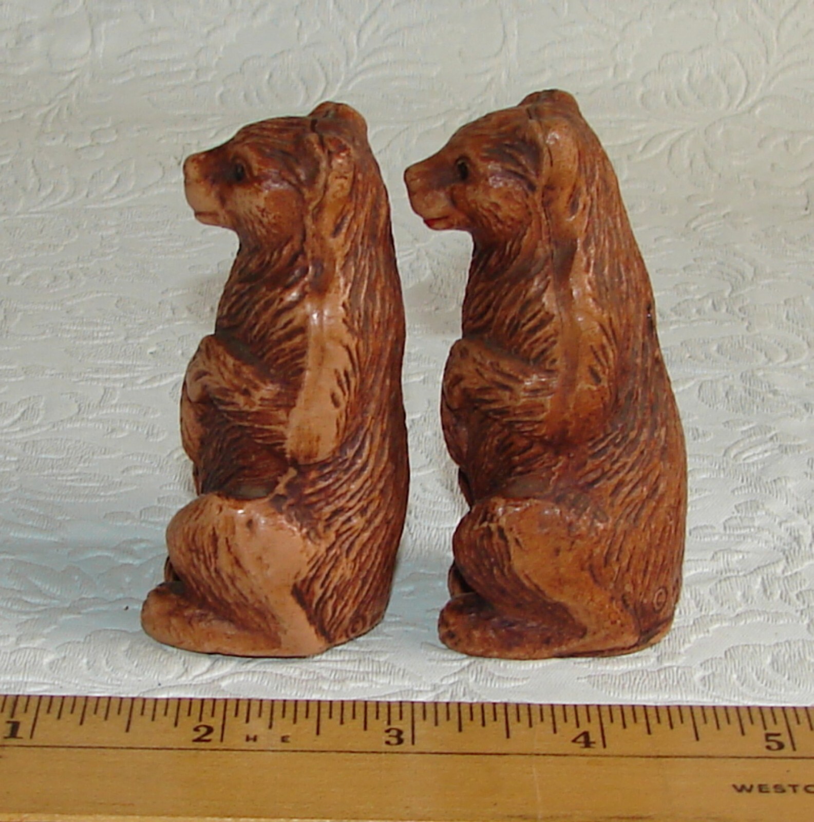 Vtg Yellowstone Park Grizzly Bear Composition Figurine +Salt Pepper Shakers 1948