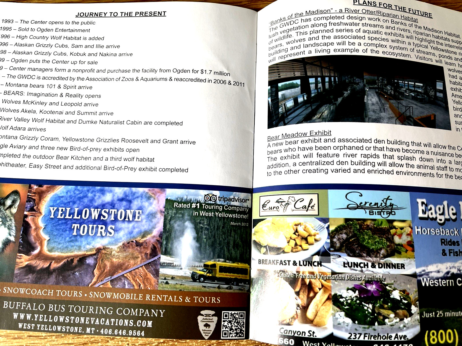 Grizzly & Wolf Discovery Center Montana Souvenir Brochure Info Guide