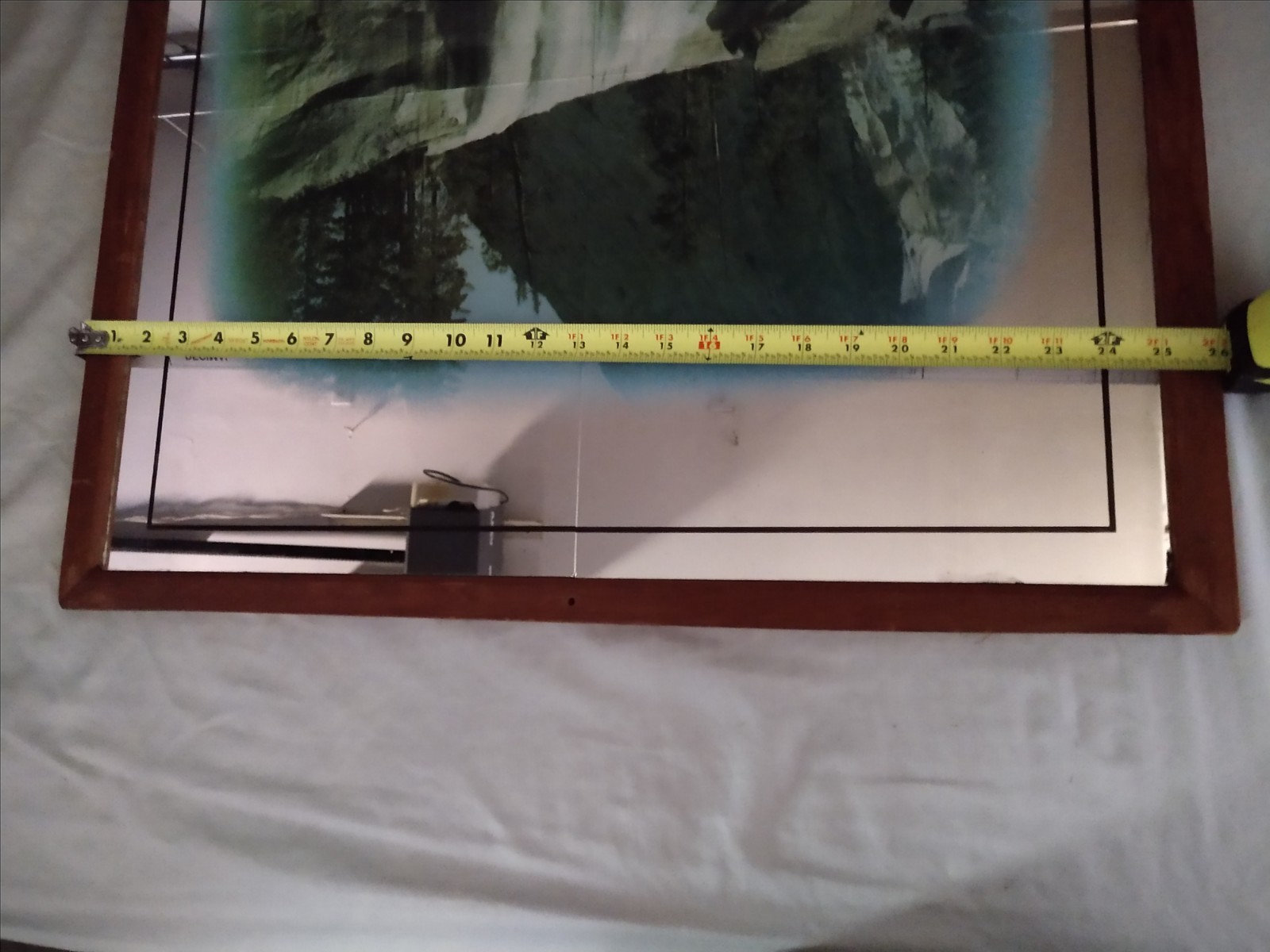Vintage Yosemite Vernal Falls Reverse Print Mirror Glass Wood Back/Frame 26″x38″
