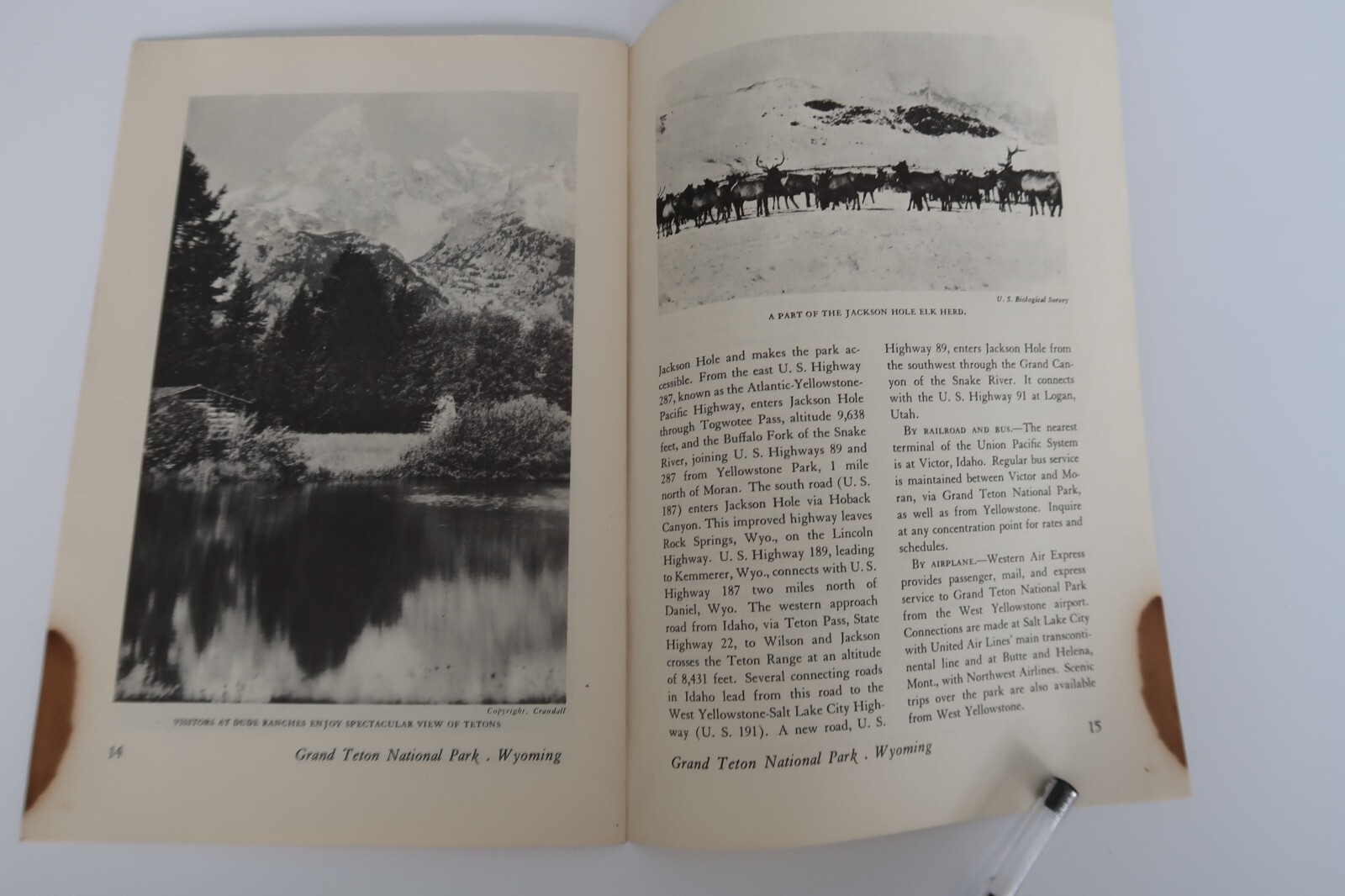 Vtg Grand Teton National Park Wyoming booklet 1940 Dept of Interior Ephemera