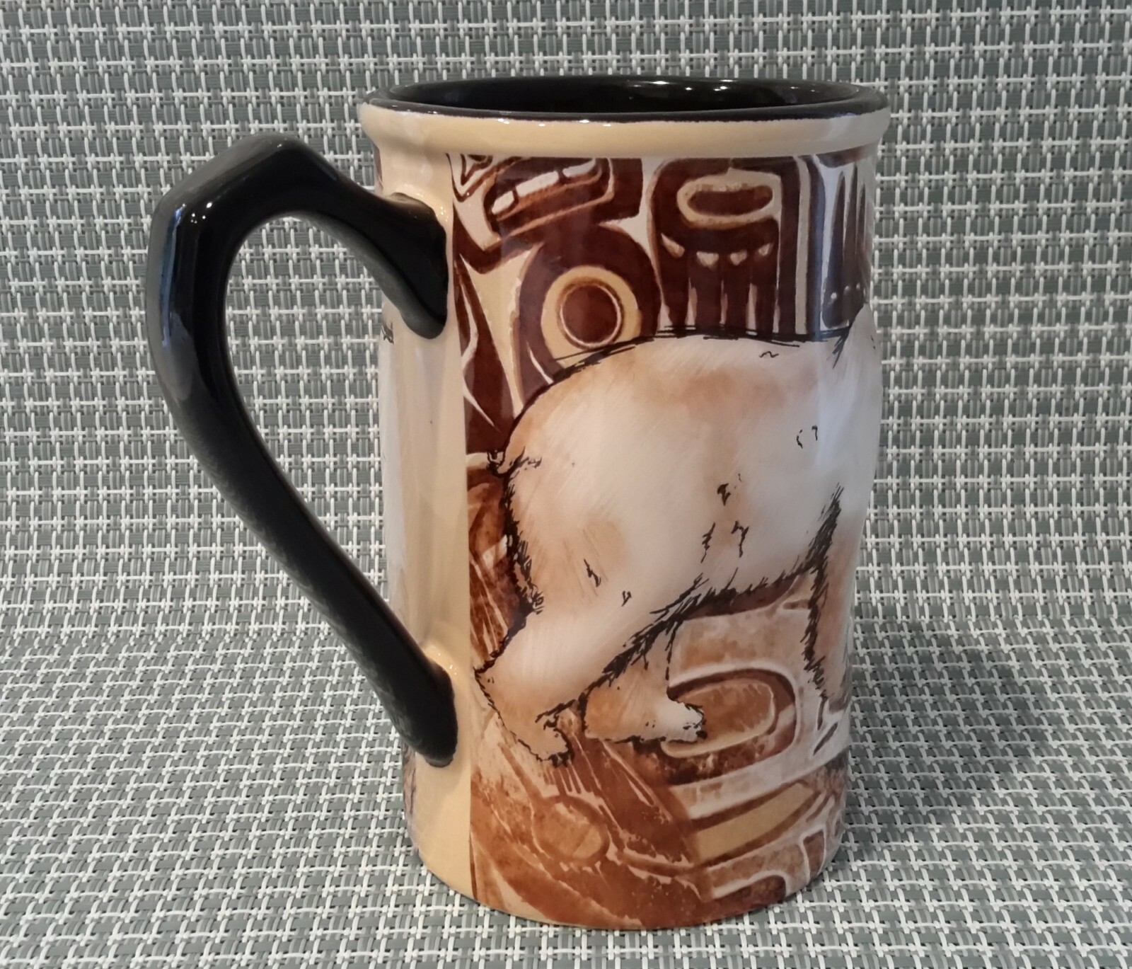 SeaWorld 3D Ceramic Coffee Mug Polar Bears Cream/Black Pre-owned