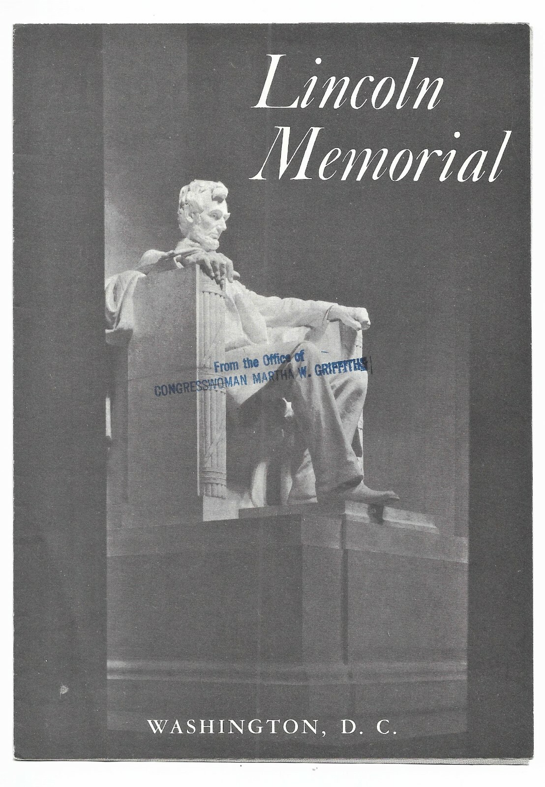 1961 Lincoln Memorial in Washington DC from Martha Griffiths Congresswoman