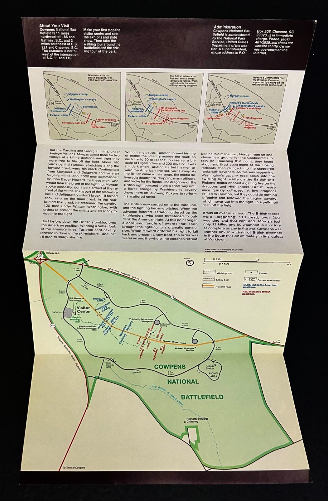 2001 Cowpens National Battlefield South Carolina Vintage Park Map Guide Brochure