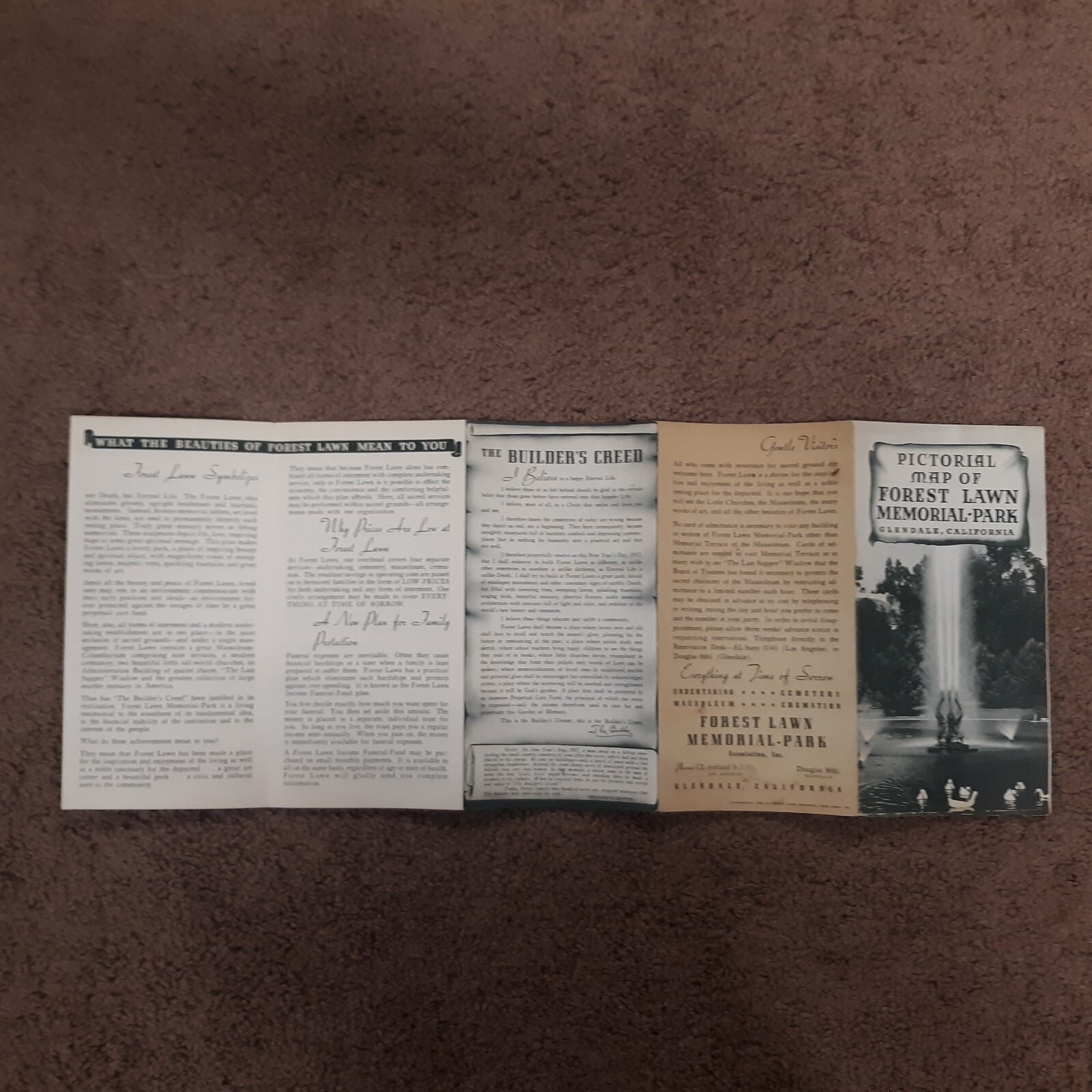 1938 Forest Lawn Memorial Park Glendale California Brochure