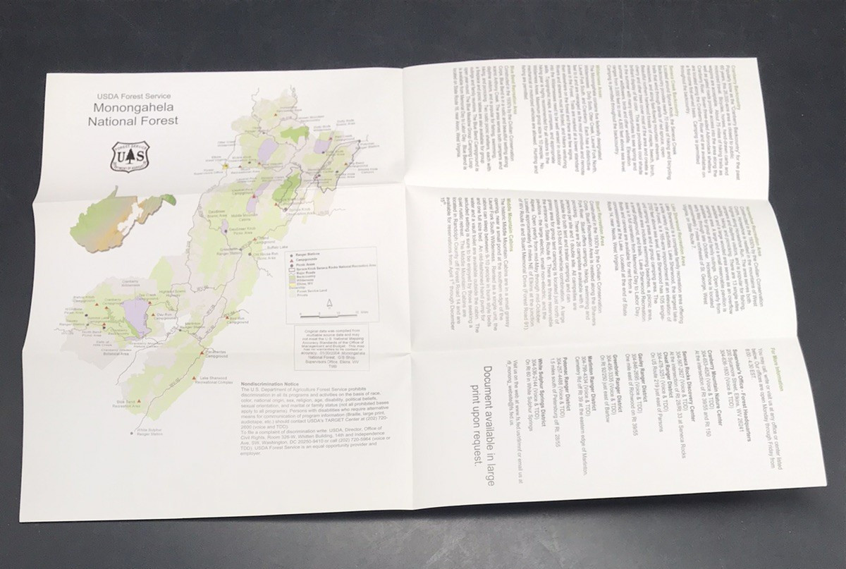 2004 MONONGAHELA National Forest Map & Brochure US Forest Service Dept of Agri