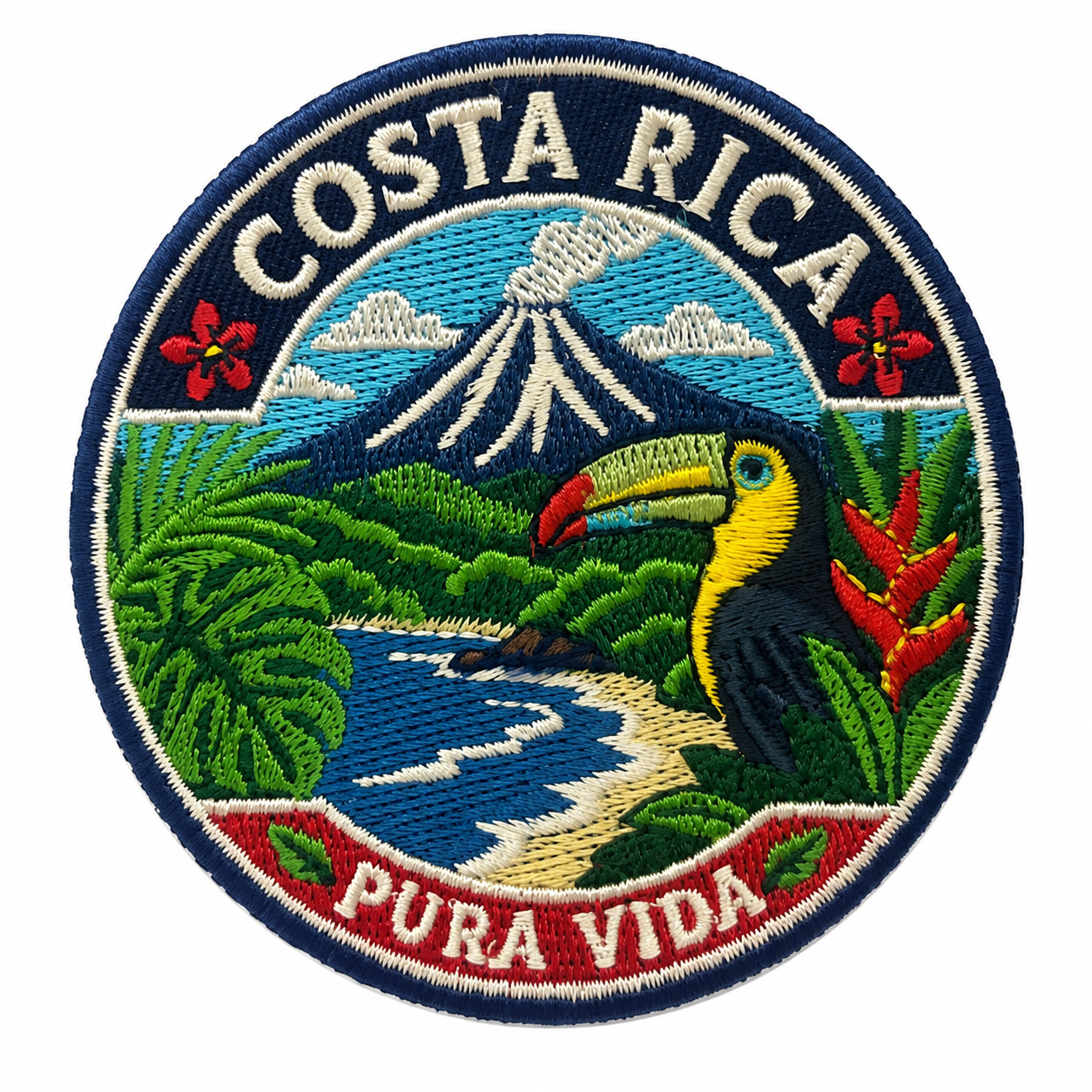 Costa Rica Pura Vida Embroidered Patch 3 Inch Iron On Travel Souvenir Toucan