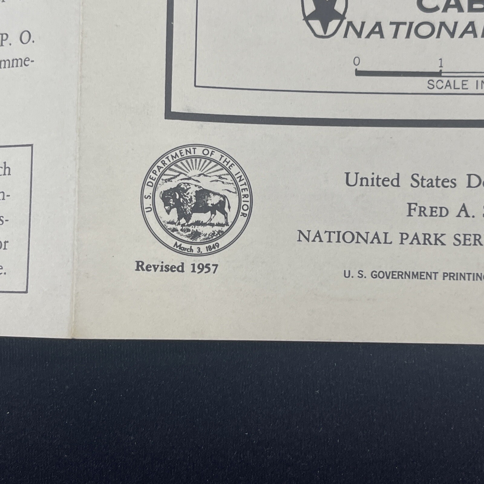 Vintage 1957 Cabrillo National Monument Brochure Pamphlet Map Guide California