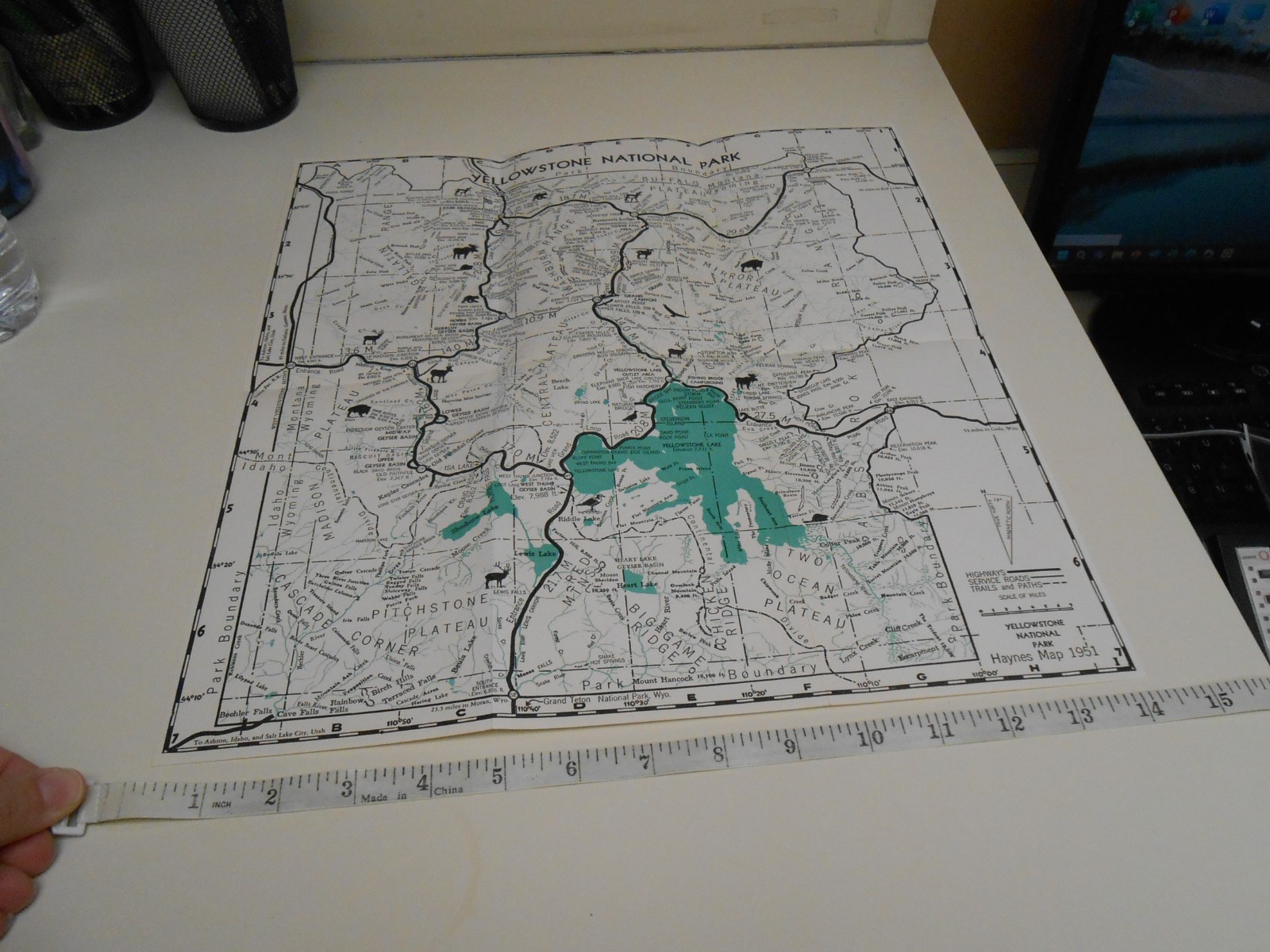 1951 Haynes Map Yellowstone National Park – Folded in 6 sections