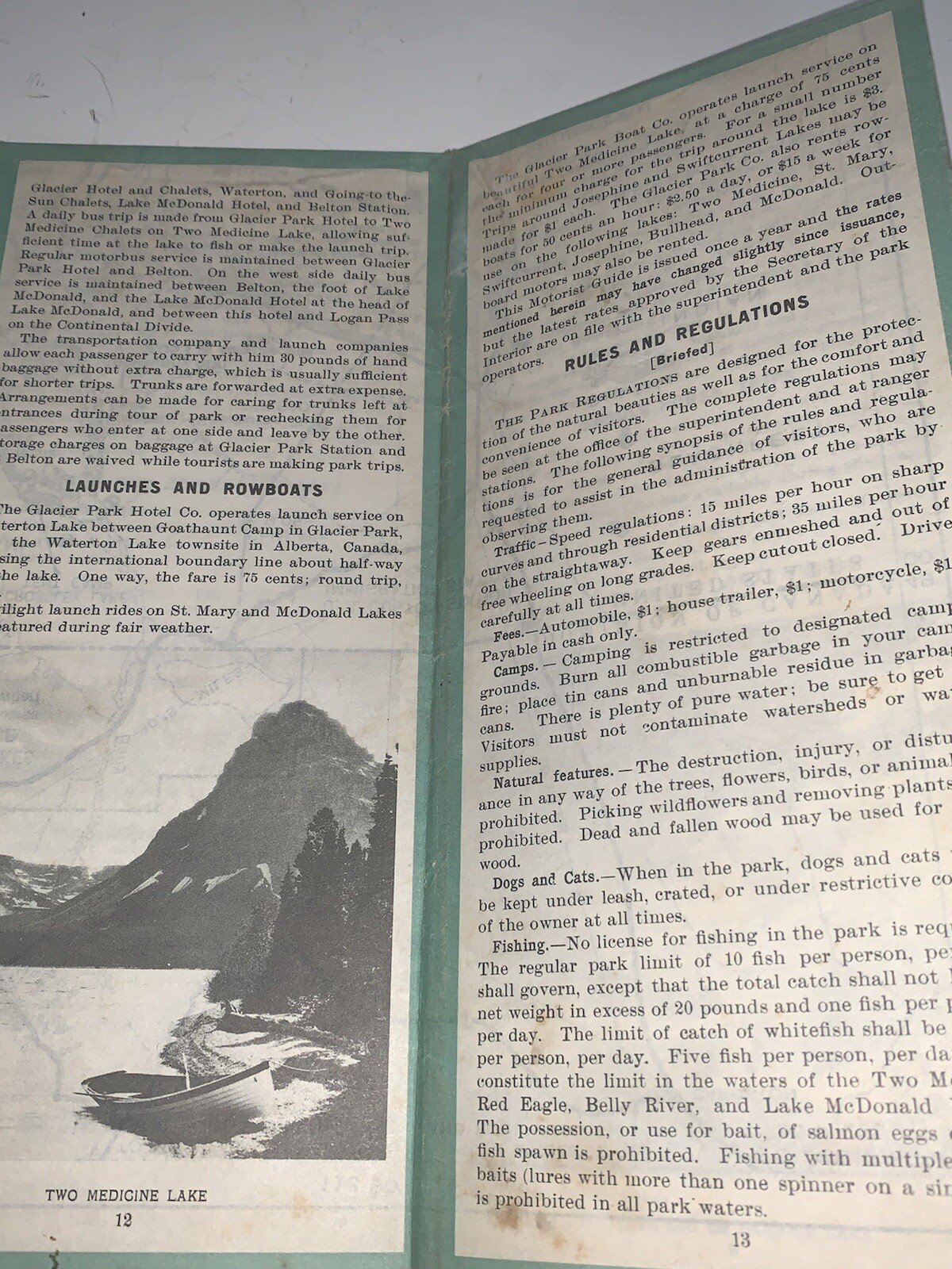 Vintage Motorists Guide WATERTON-GLACIER INTERNATIONAL PEACE PARK, 1938