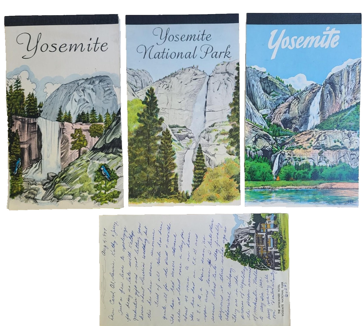 VTG 60s 70s Colorful STATIONARY Note Pad SOUVENIR YOSEMITE National Park Letter