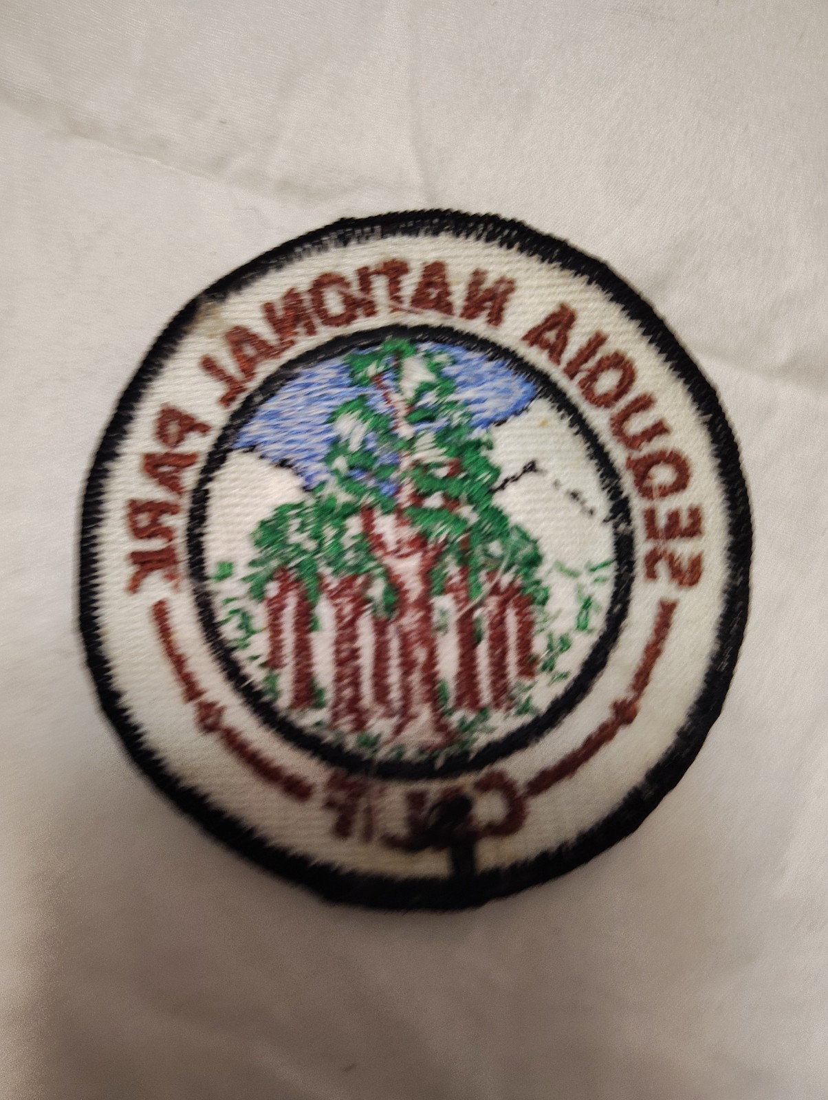 Vintage Sequoia National Park Redwood Trees Round Embroidered Souvenir Patch
