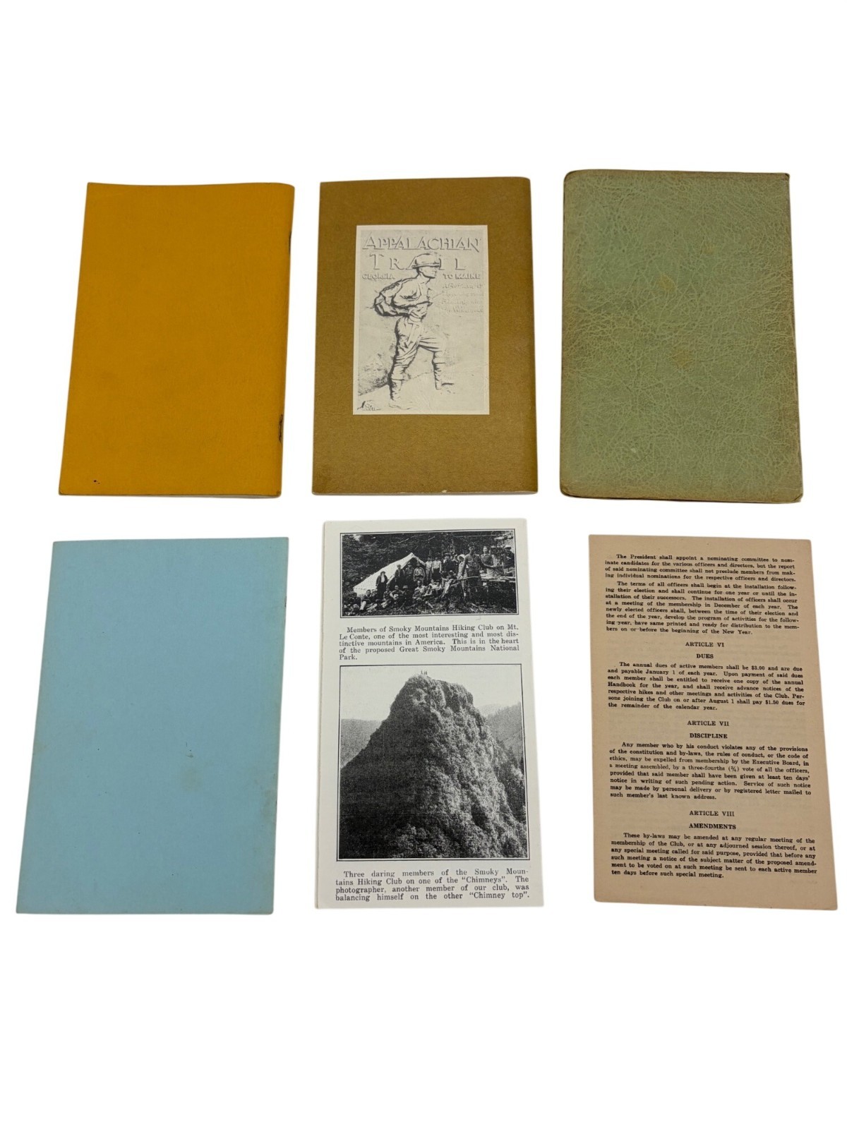 Smoky Mountains Hiking Club Ephemera Lot 1937 1951 1976 1926 Pamphlet Reprint