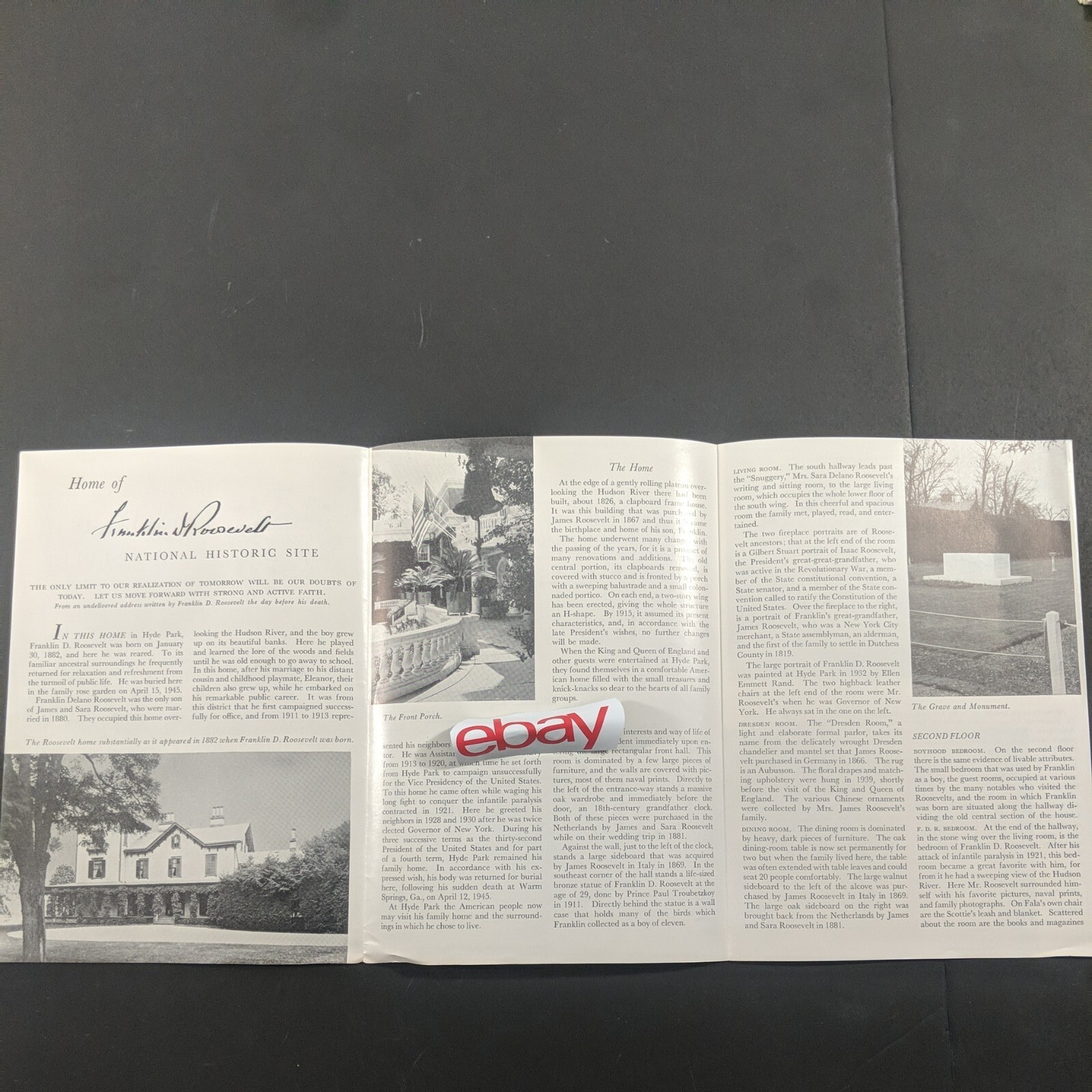 Vtg 1957 Home of Franklin D. Roosevelt National Historic Site Park Brochure FDR