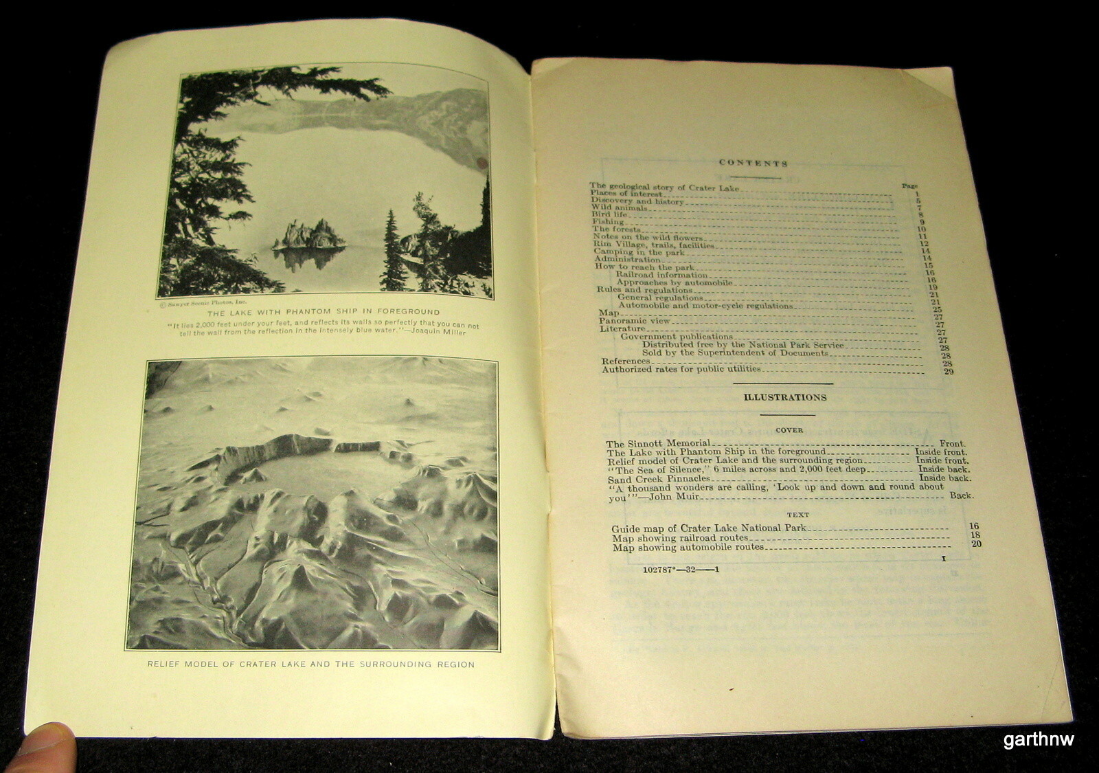 CRATER LAKE 1932 NATIONAL PARK SERVICE PICTORIAL GUIDE & MAP