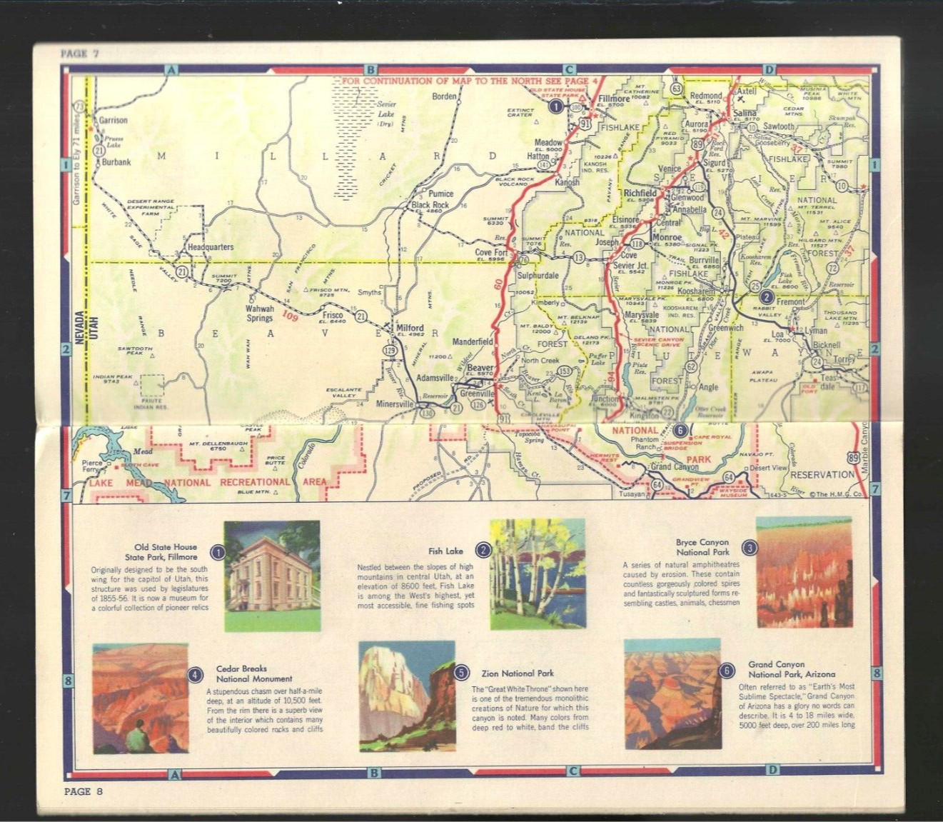 1940s ZION NATIONAL PARK CHEVRON UTAH Touring Map