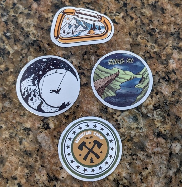 A set of Mountain Climbing Outdoor Sticker Decals