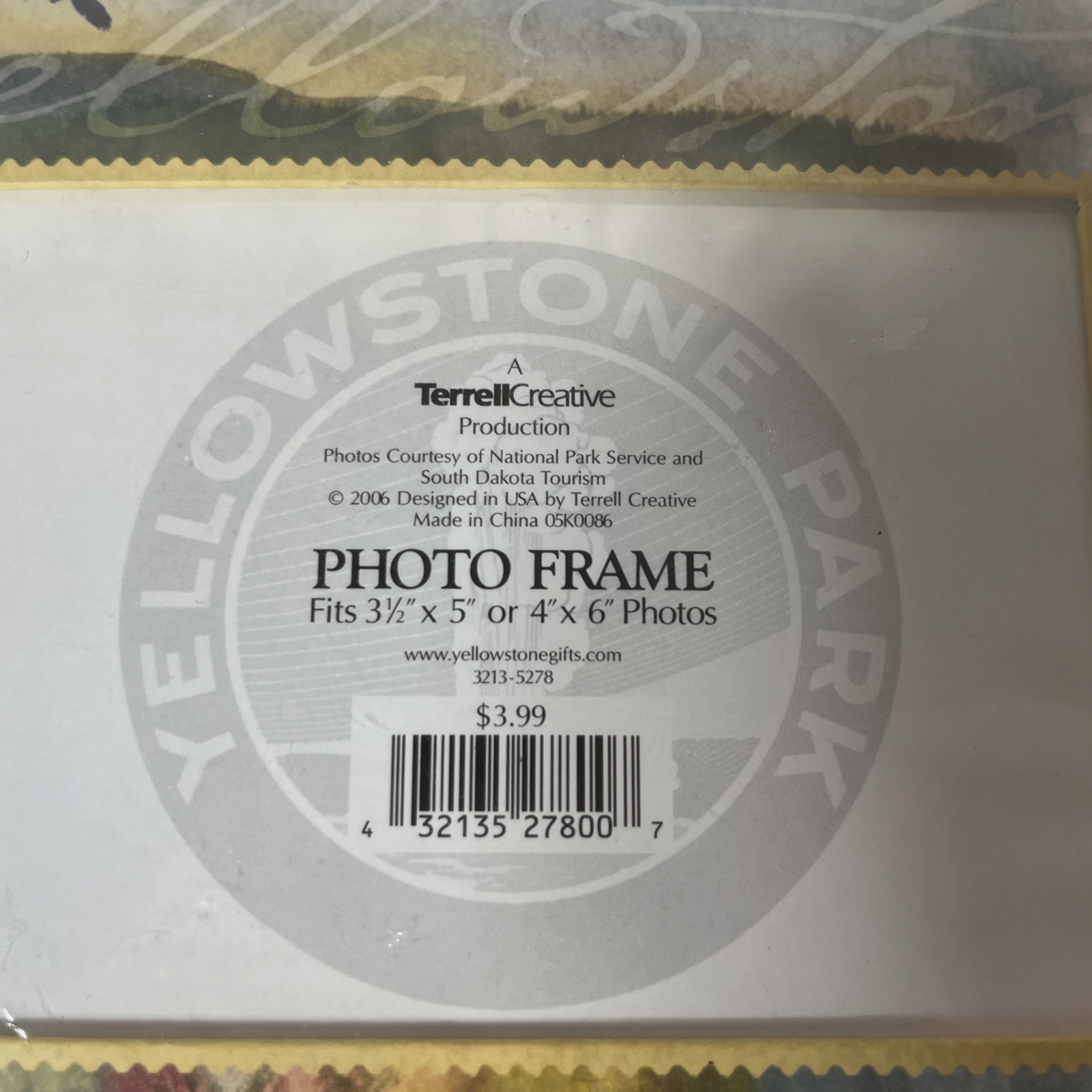 Yellowstone National Park Souvenir Photo Frame 3×5 Scenic Landscape New Sealed